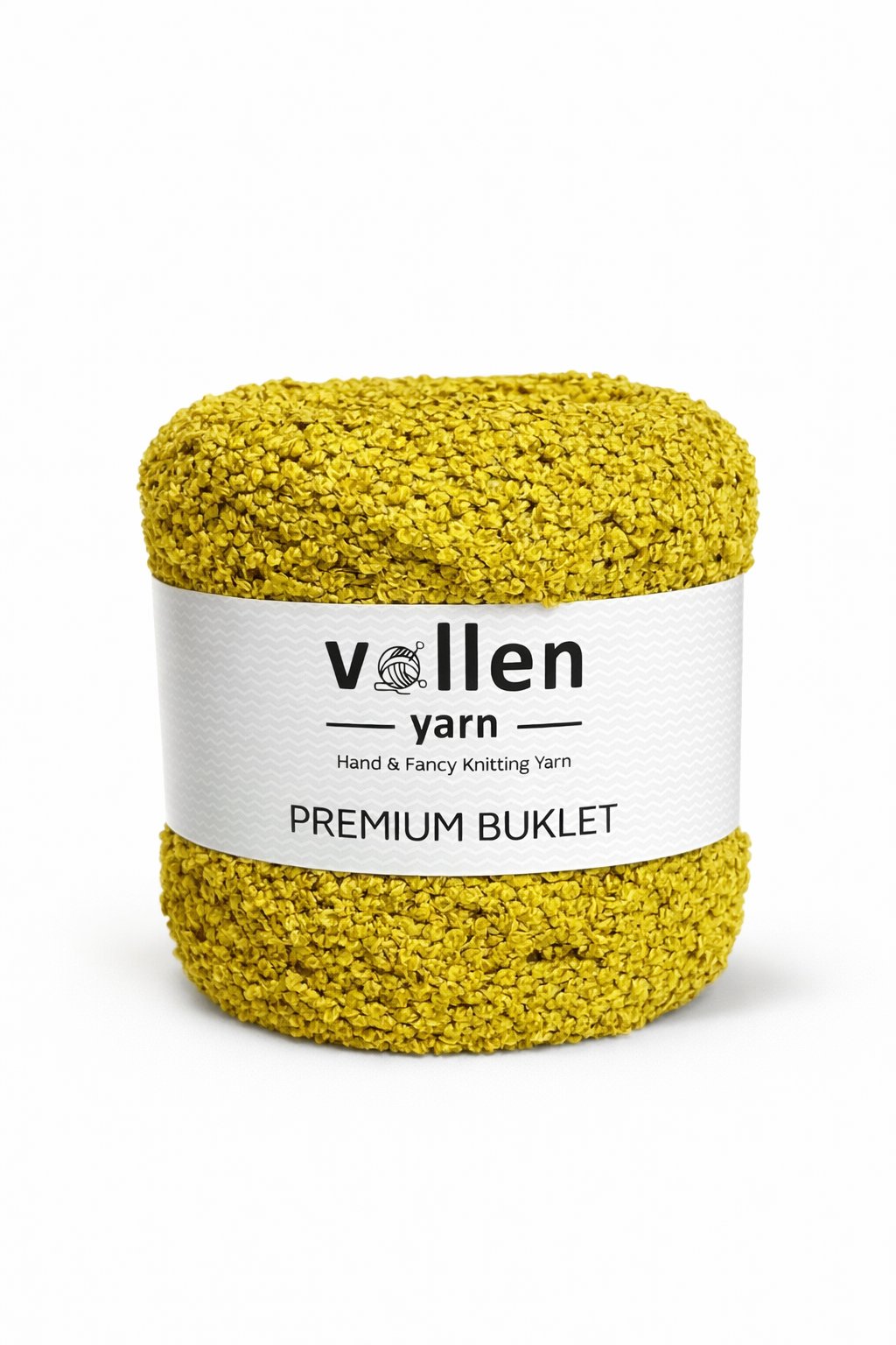 Vollen Yarn Premium Buklet İp 100 g 150 m | Yumuşak, Hafif ve Parlak Doku | Lüks El Örgüsü İpi, Hardal