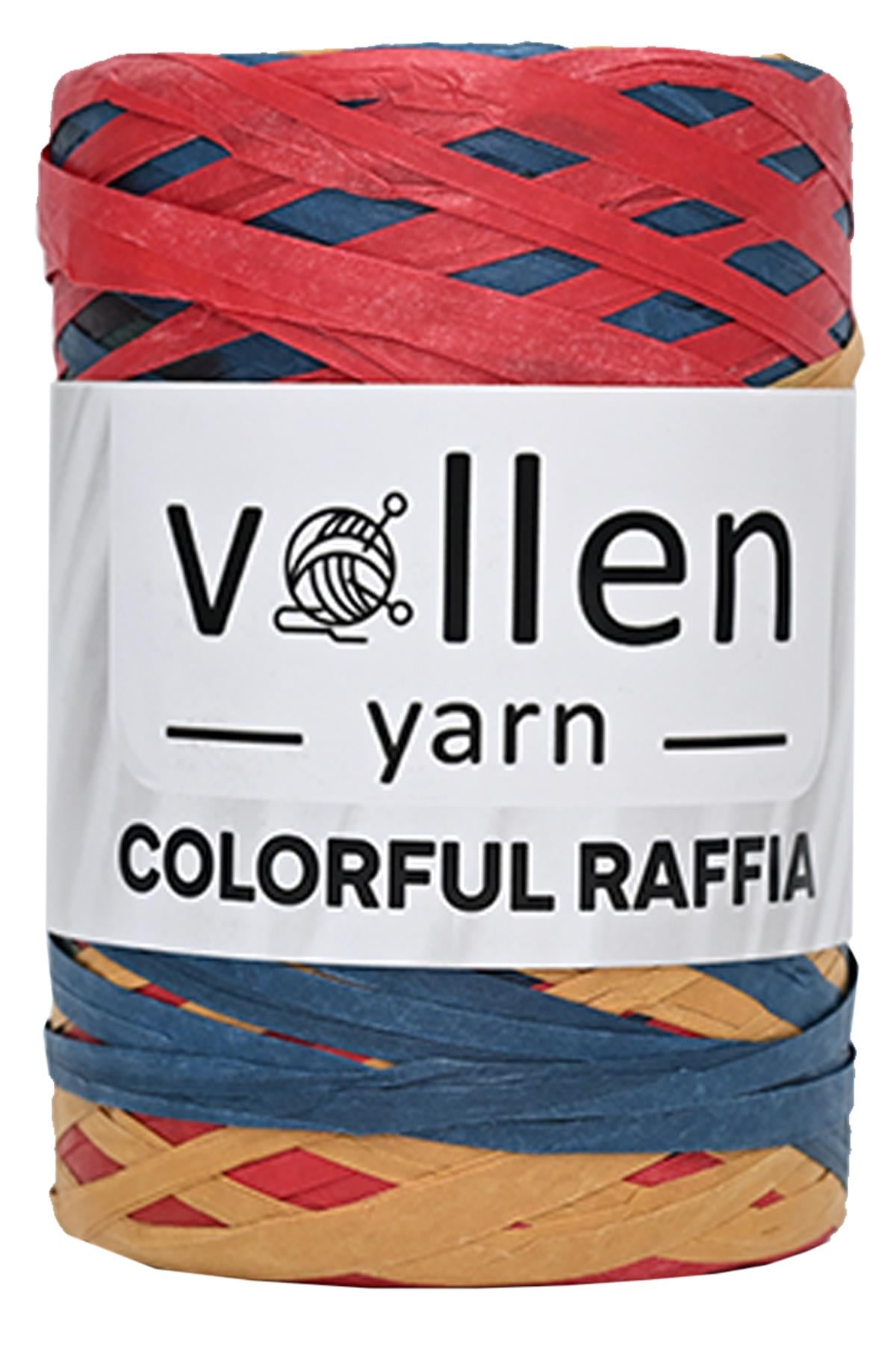 Vollen Yarn Premium Doğal Çok Renkli Rafya İpi 200Gr/300Mt, 2504
