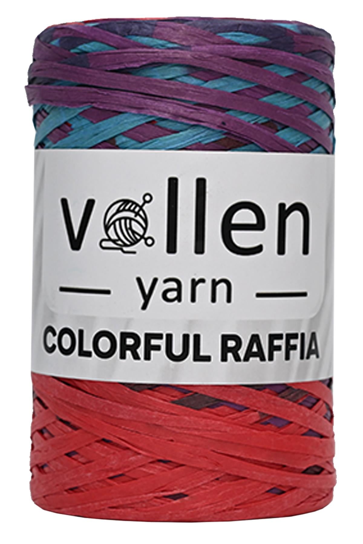 Vollen Yarn Premium Doğal Çok Renkli Rafya İpi 200Gr/300Mt, 2505