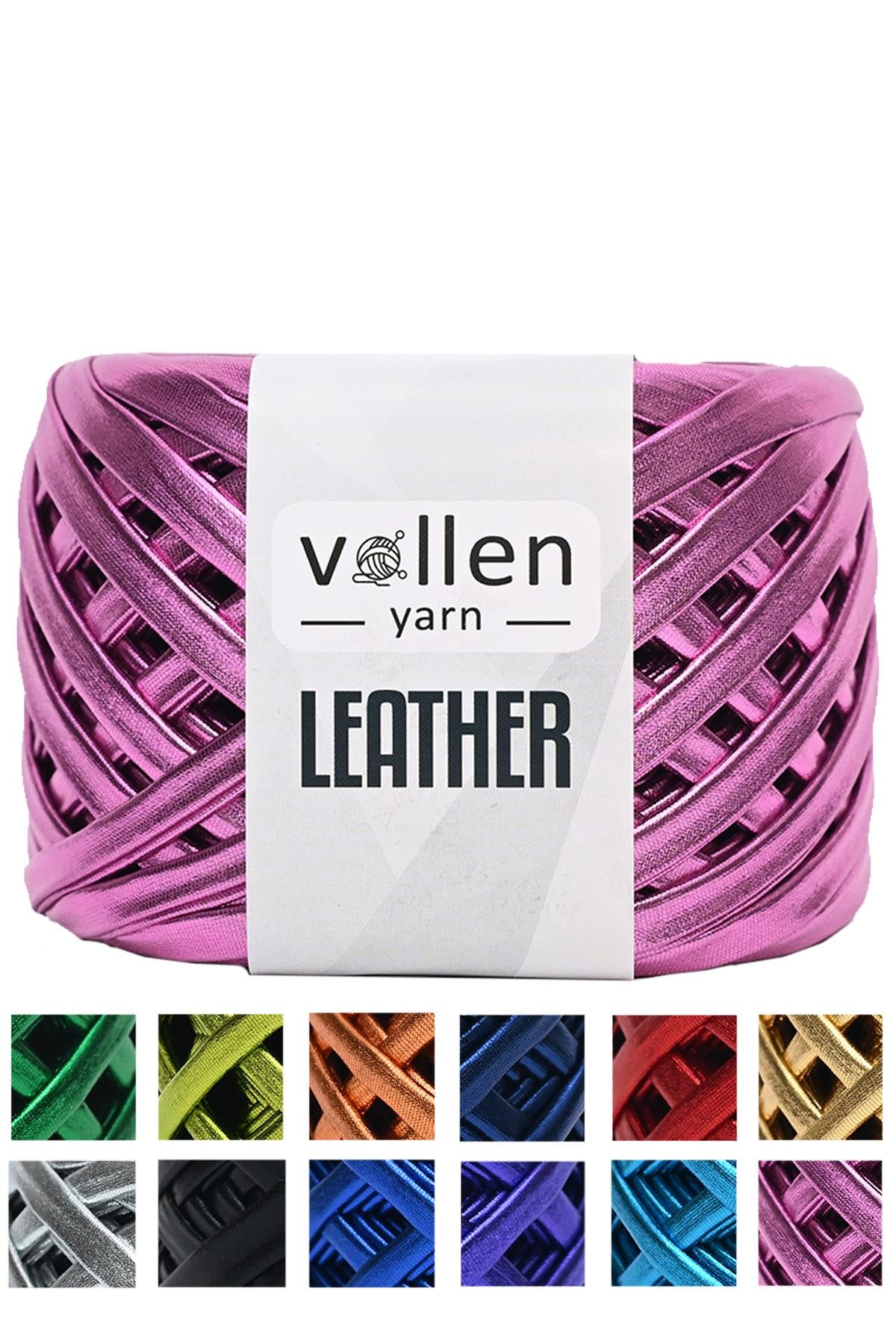 Vollen Yarn Premium Metalik Deri Rafya İp 120Gr/60Mt,LİLA