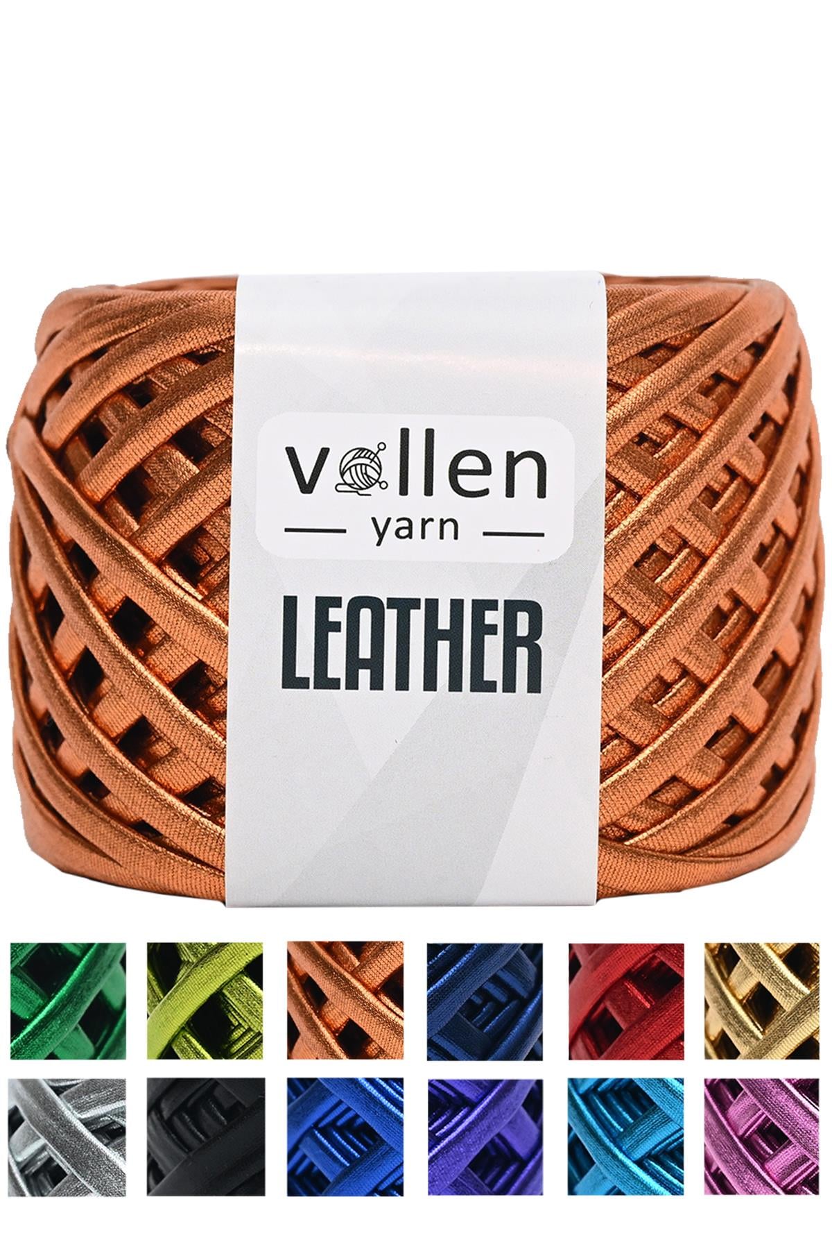 Vollen Yarn Premium Metalik Deri Rafya İp 120Gr/60Mt,BAKIR