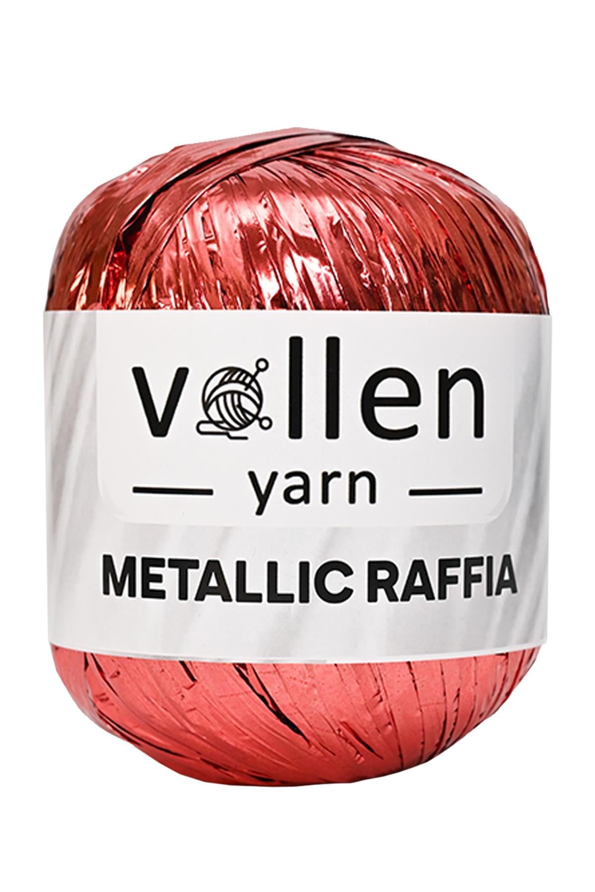 Vollen Yarn Premium Metalik Suni Rafya, Abiye Çanta İpi,Bakır