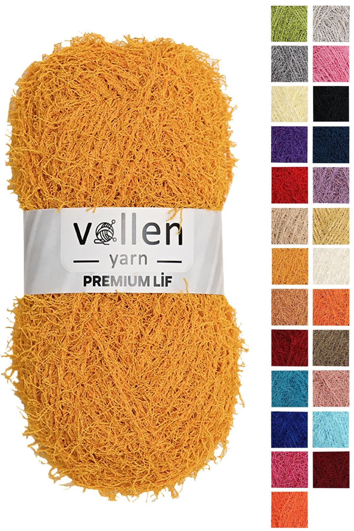 Vollen Yarn Premium Sert Banyo Lif İpi, Saçaklı İp,El Örgü İpi,Sert Lif İpi,SARI