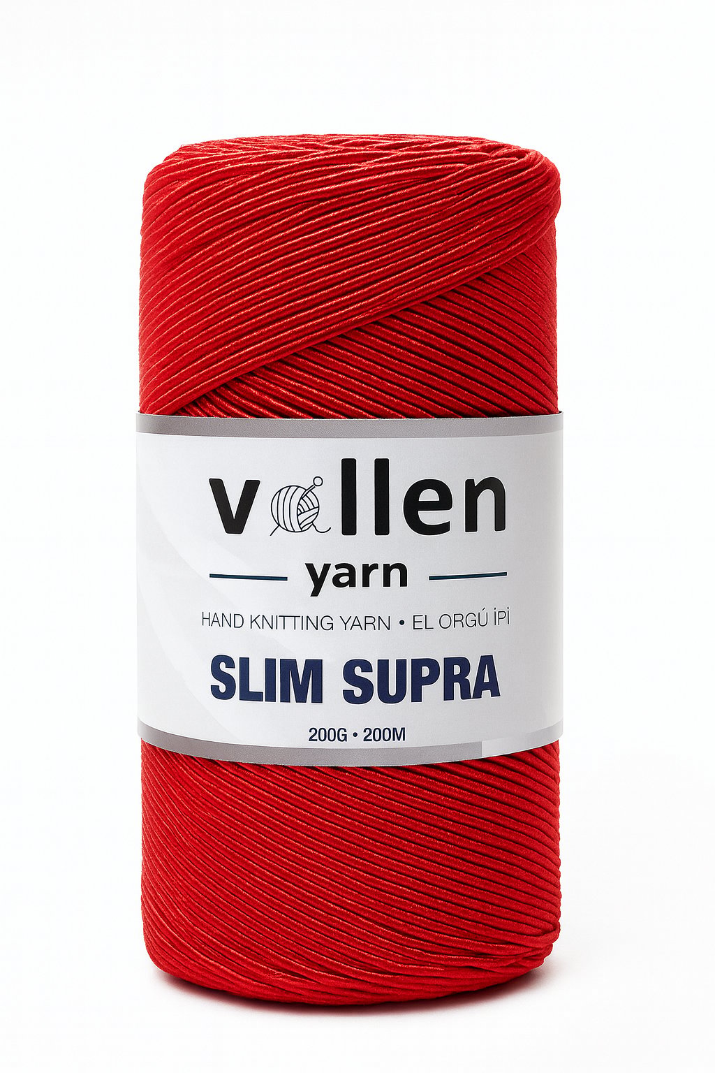 Vollen Yarn Slim Supra İpi,Mumlu İp,Pase İp,Makrome İp,200Gr/200Mt, KIRMIZI