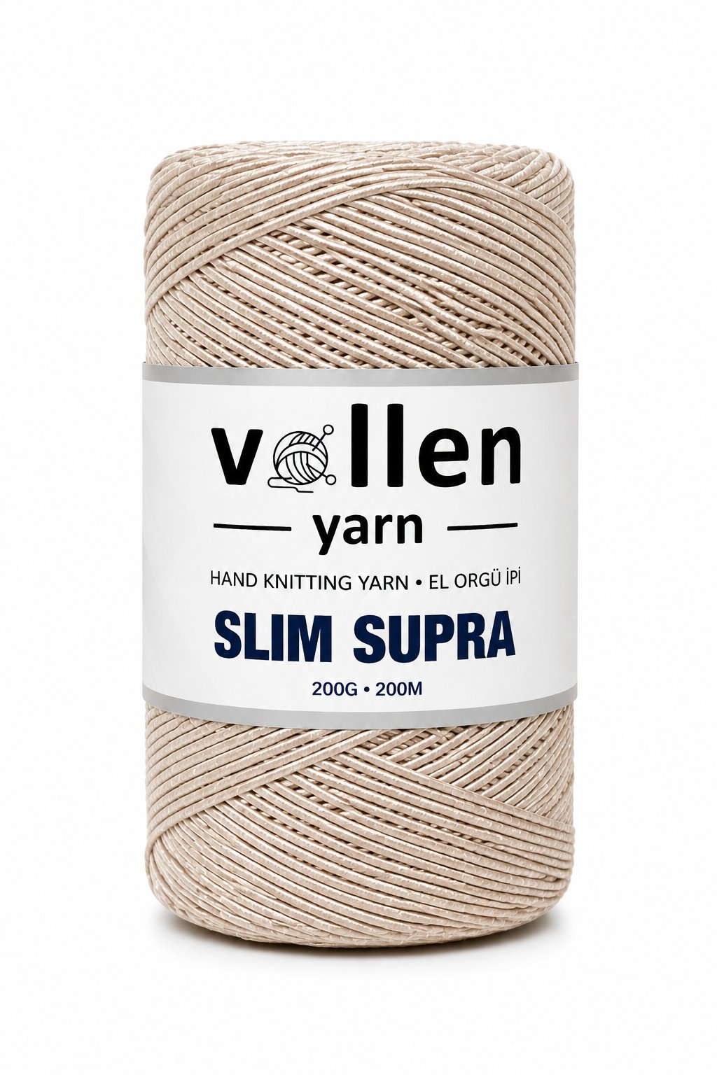 Vollen Yarn Slim Supra İpi,Mumlu İp,Pase İp,Makrome İp,200Gr/200Mt, BEJ