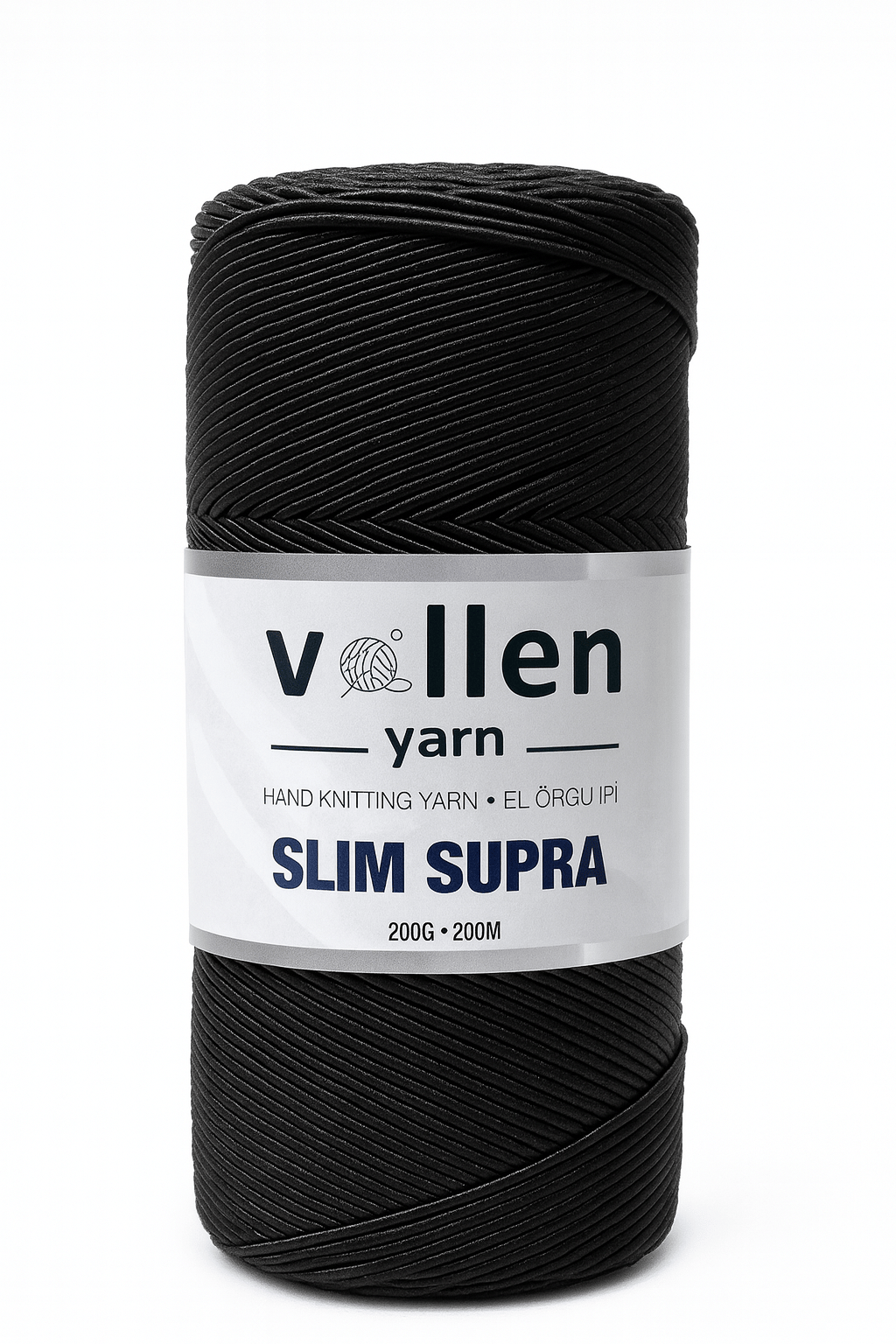 Vollen Yarn Slim Supra İpi,Mumlu İp,Pase İp,Makrome İp,200Gr/200Mt, SİYAH