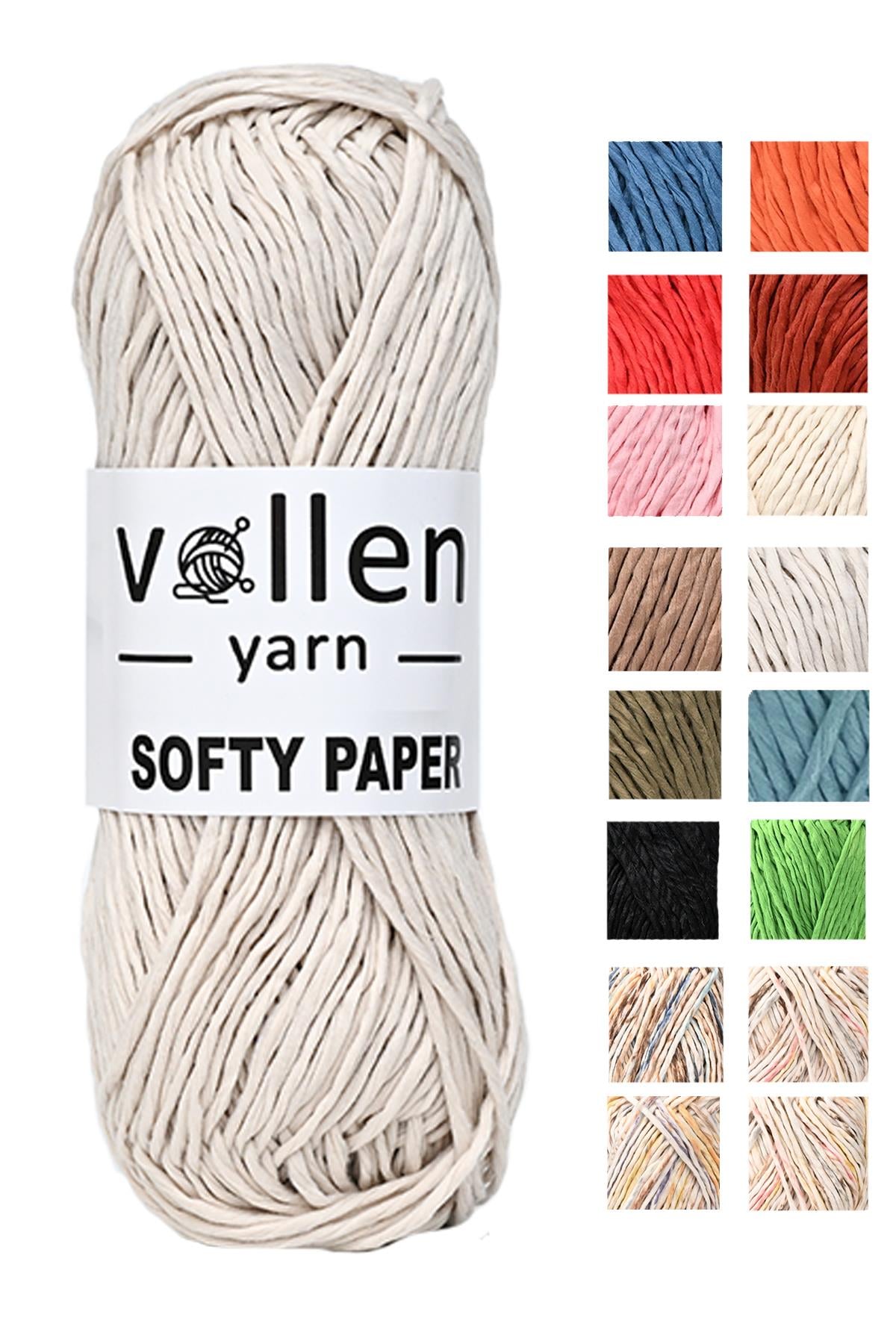 Vollen Yarn yumuşak rafya kagit ip,hobi ipi,tığ işi,el örgü ipi,çanta,supla ve şapka ipi,EKRU