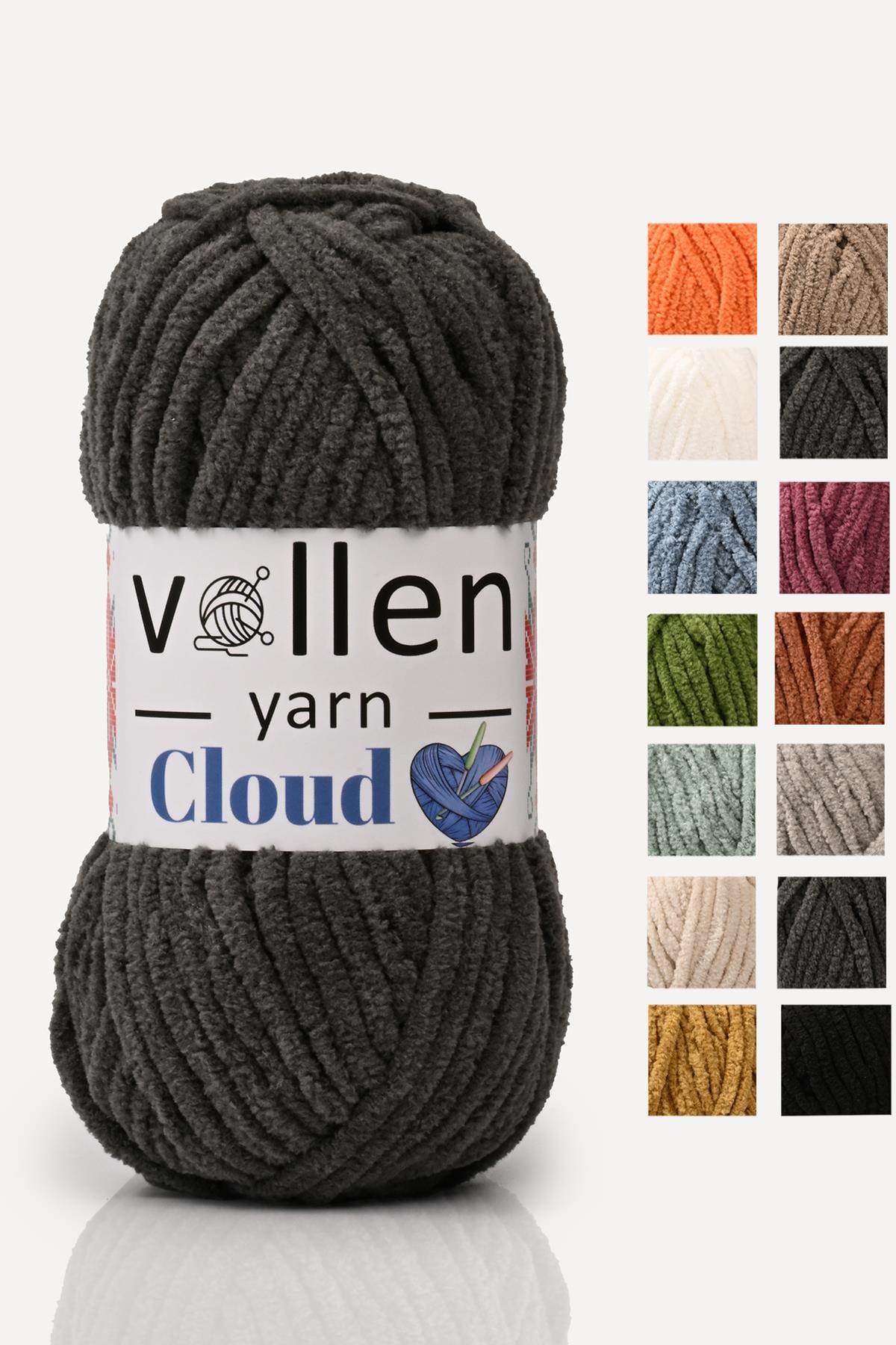 VollenYarn Cloud,kadife battaniye ipi,el örgü ipi,Tığ işi Hırka ipi,Amıgurumi oyuncak ipi,KOYU GRİ