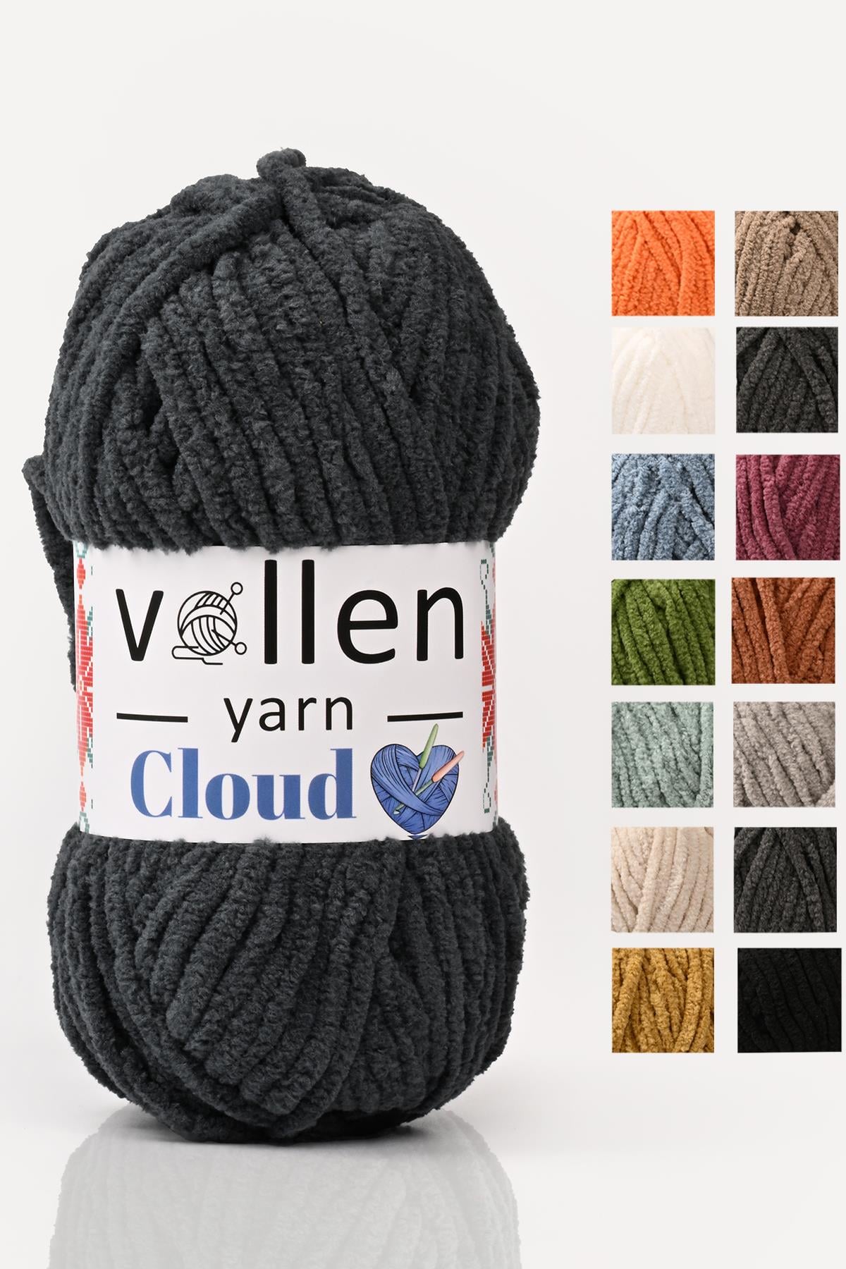 VollenYarn Cloud,kadife battaniye ipi,el örgü ipi,Tığ işi Hırka ipi,Amıgurumi oyuncak ipi,ANTRASİT