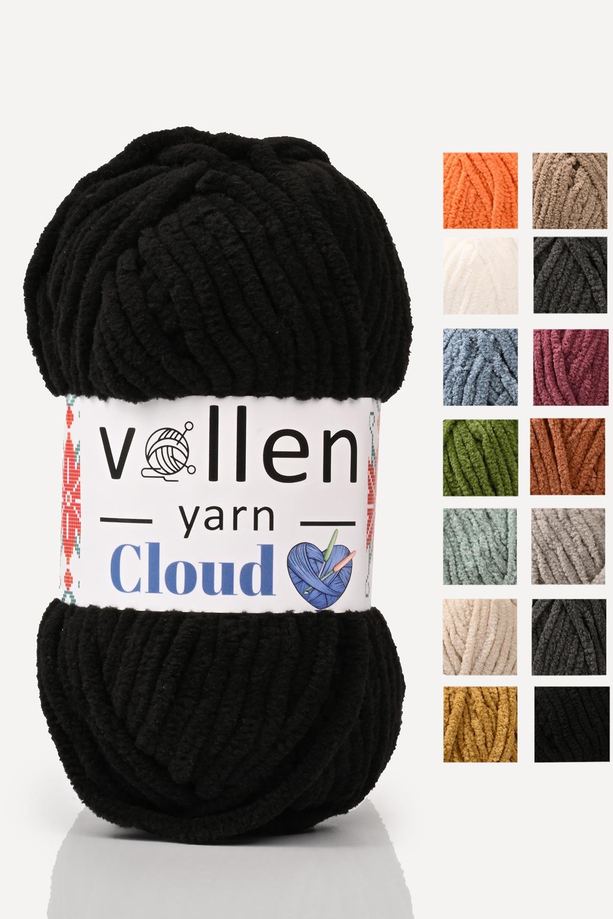 VollenYarn Cloud,kadife battaniye ipi,el örgü ipi,Tığ işi Hırka ipi,Amıgurumi oyuncak ipi,SİYAH