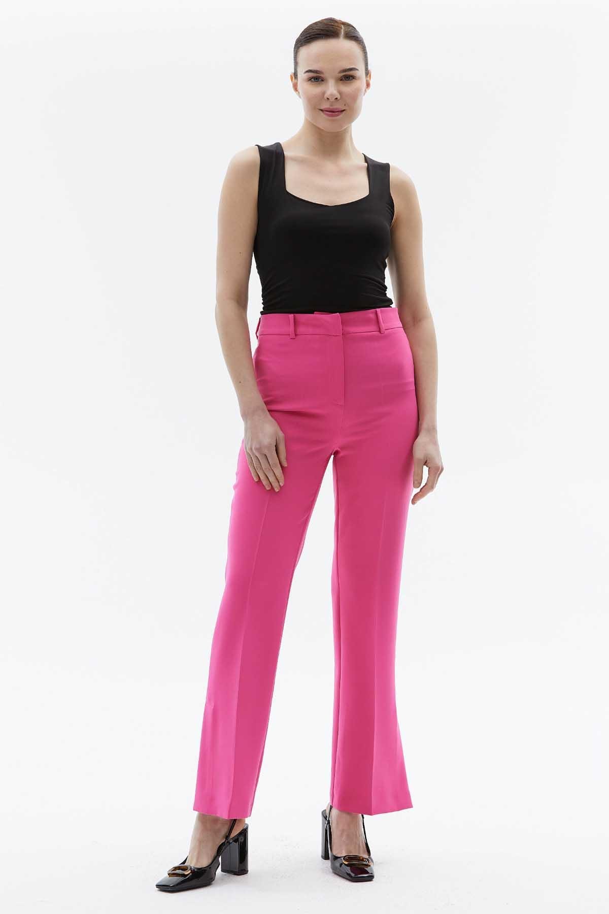 Yanları Yırtmaçlı Cepsiz Pantolon  /  PEMBE