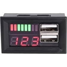 12V Akü Volt Yüzde Göstergeli 5V Usb Çıkışlı Panel