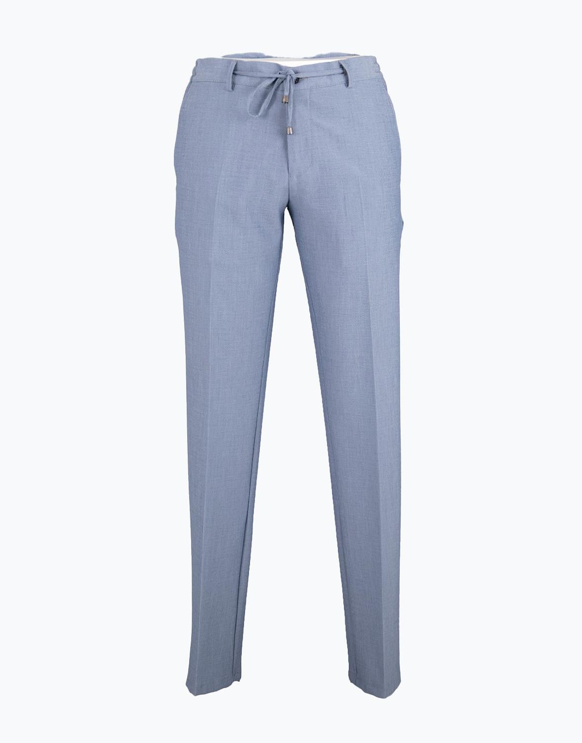 Erkek Jogger Pantolon Bağcıklı Modern Fit Dokulu Mavi