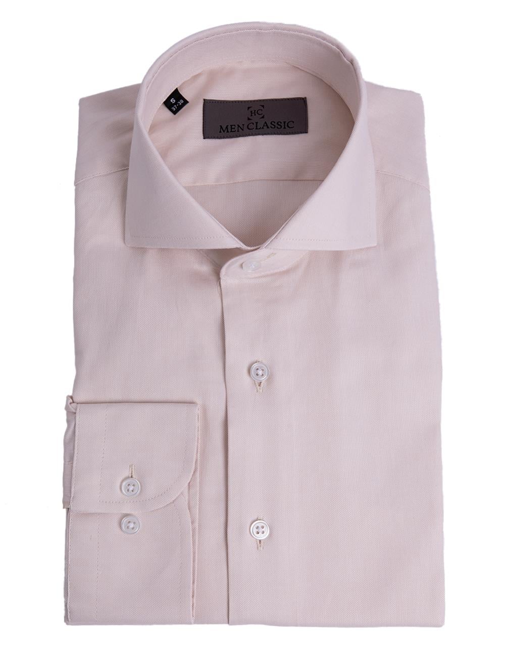 Oxford İtalyan Yaka Slim Fit Gömlek Bej