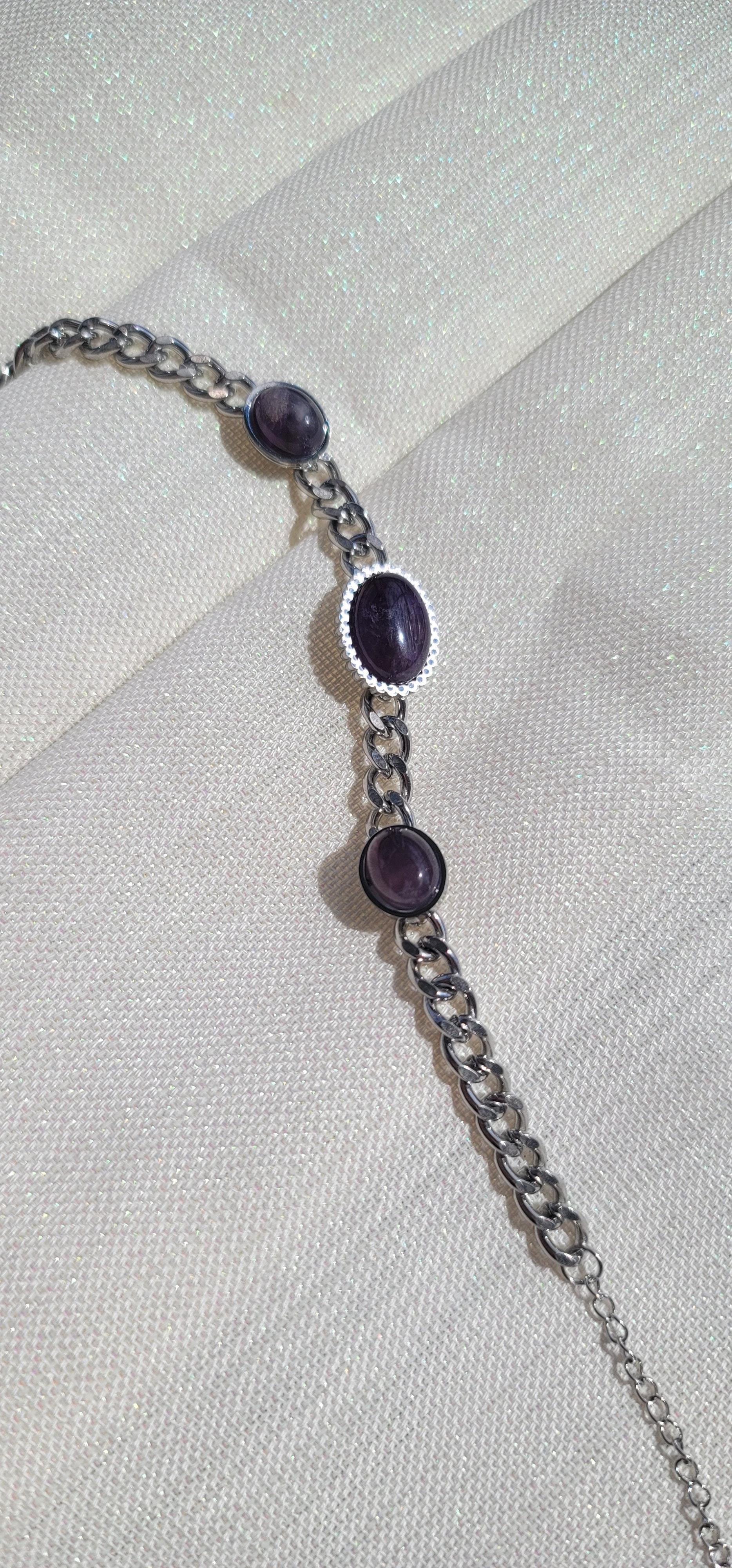Ametis taşlı silver bileklik
