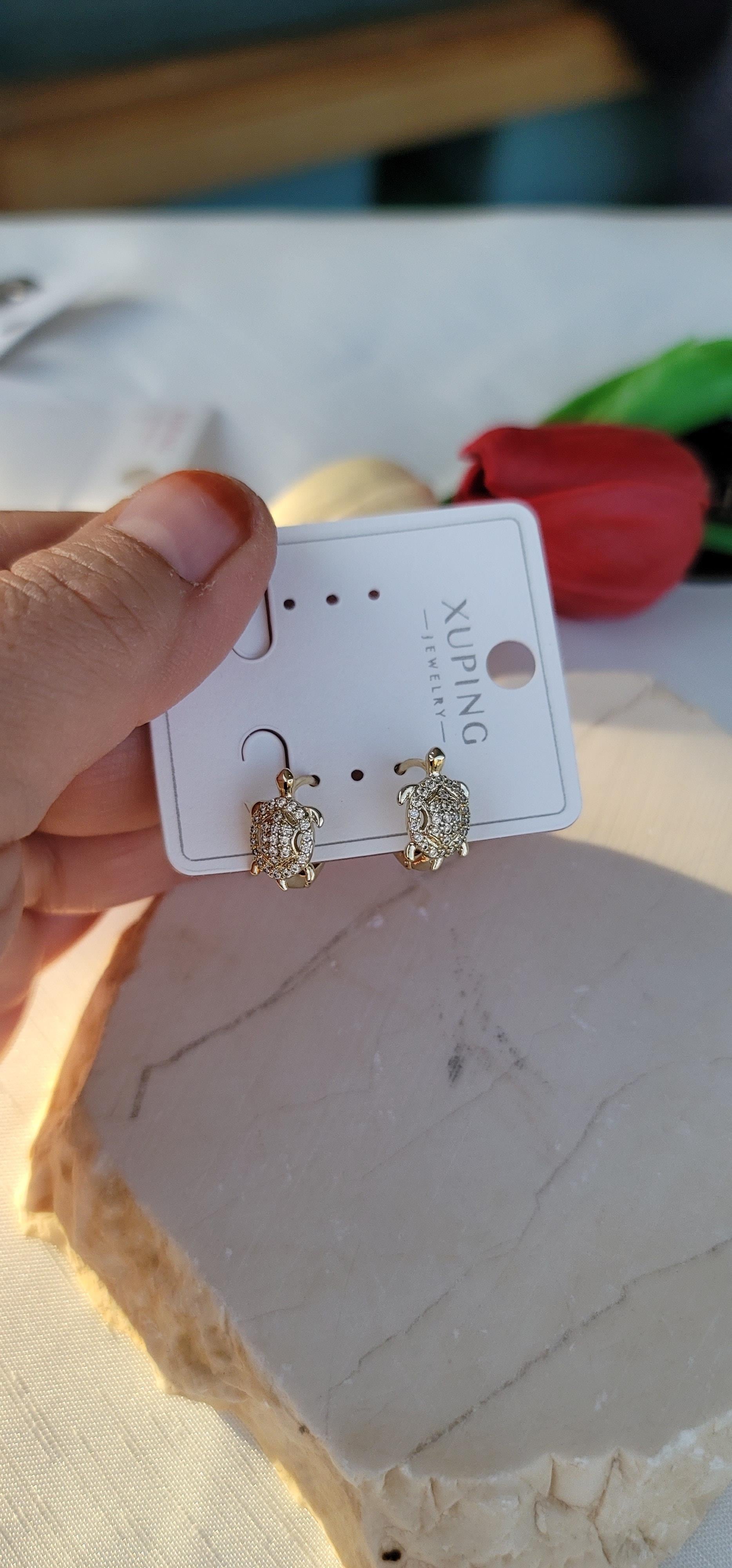 Xuping 14k taşlı kaplumbağa küpe