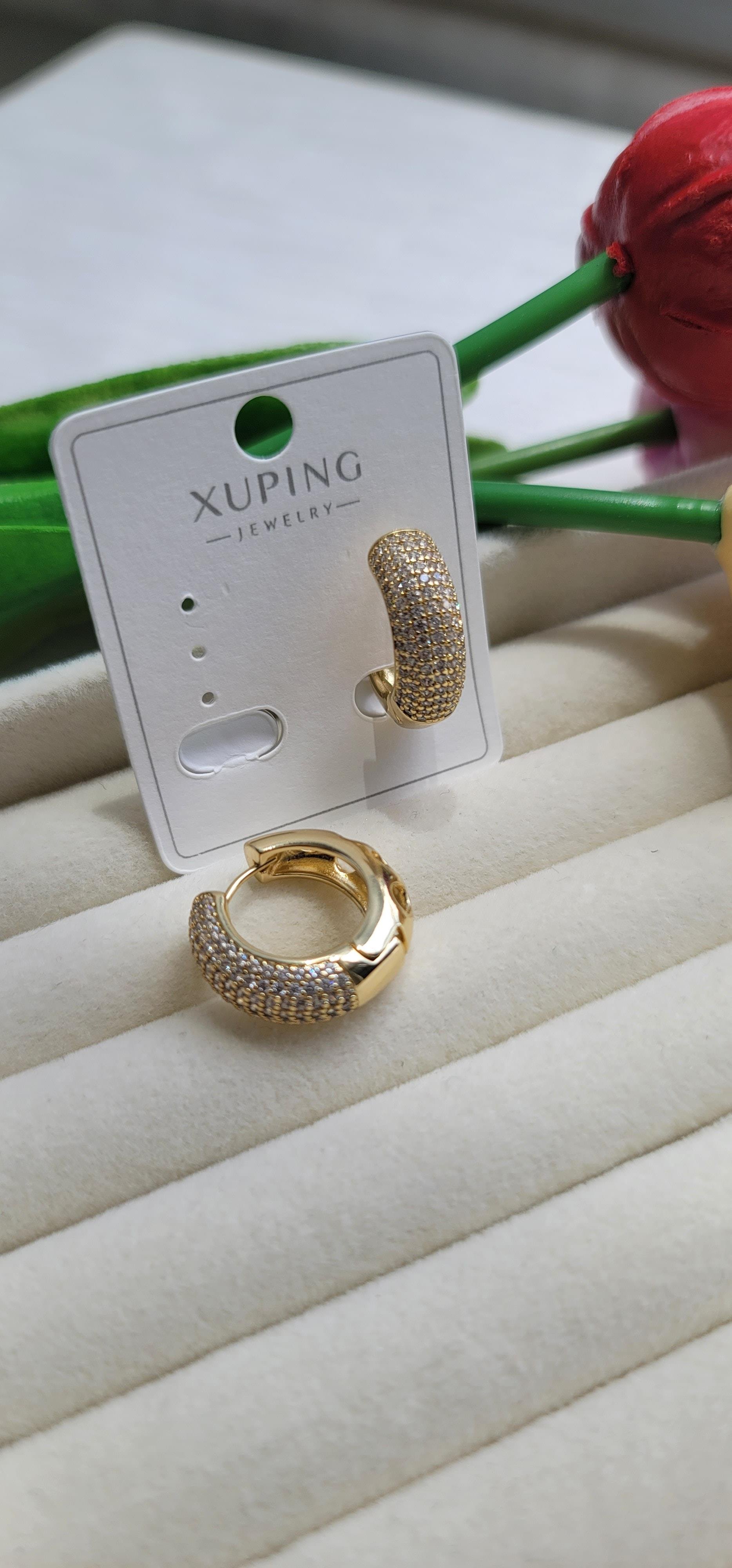 Xuping küçük boy taşlı halka küpe