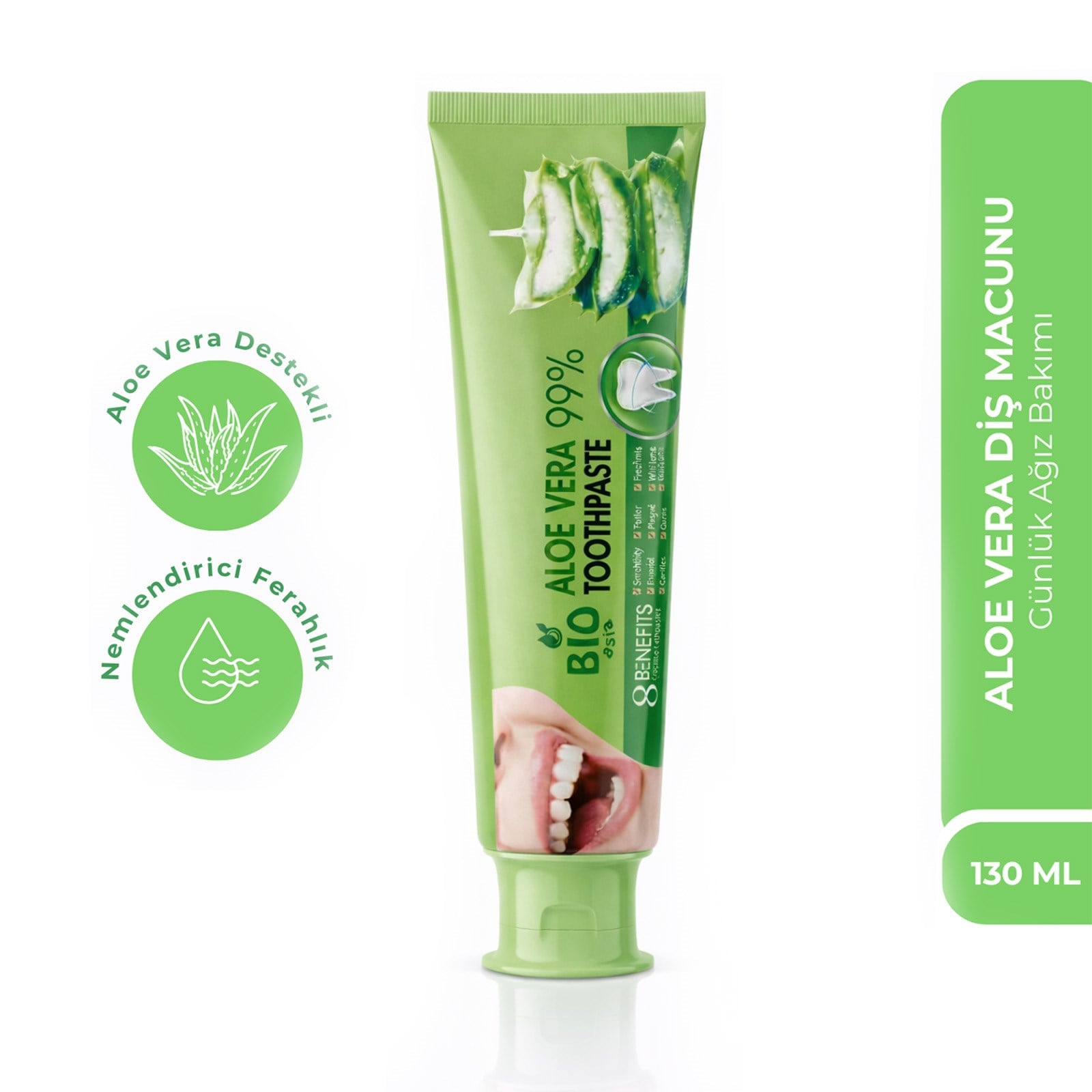 Bio AsiaBio Asia Aloe Vera Diş Macunu – Hassas Dişlere Uygun Yatıştırıcı & Doğal Temizlik 130 ml