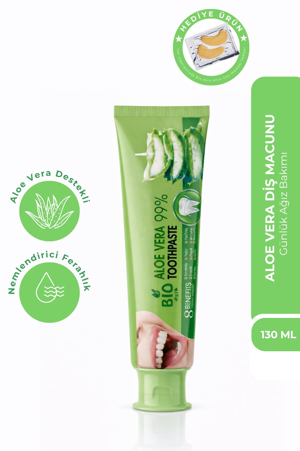 Bio AsiaBio Asia Aloe Vera Diş Macunu – Hassas Dişlere Uygun Yatıştırıcı & Doğal Temizlik 130 ml