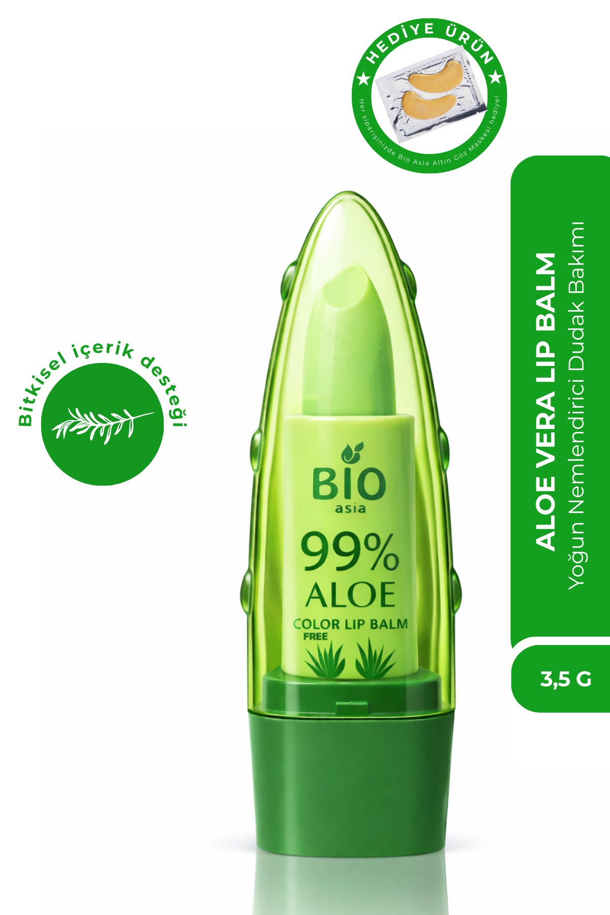 Bio AsiaBio Asia Aloe Vera Lip Balm – Yoğun Nemlendirici, Onarıcı Bitkisel Dudak Bakımı (Renksiz)