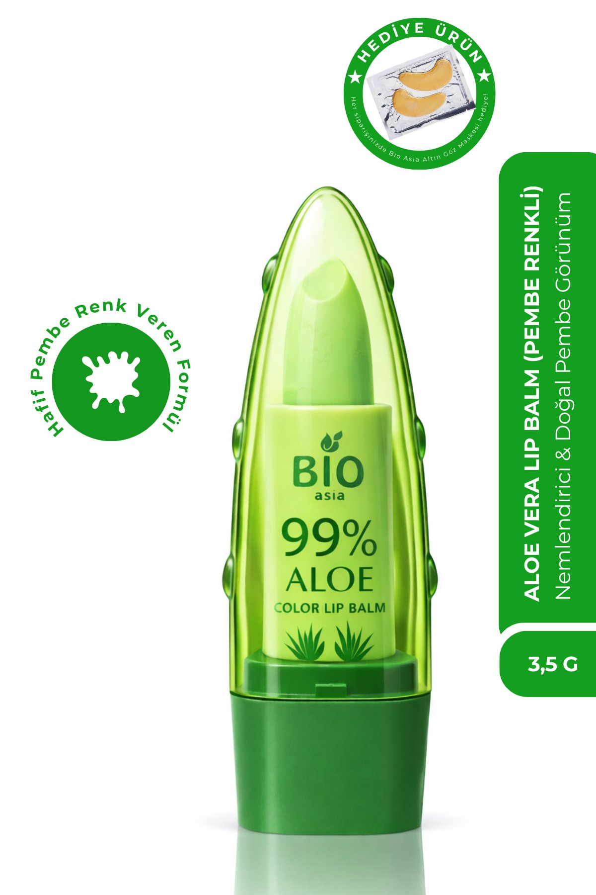 Bio AsiaBio Asia Aloe Vera Lip Stick – Nemlendirici & Doğal Parlaklık Veren Renkli Dudak Bakımı (Pembe)