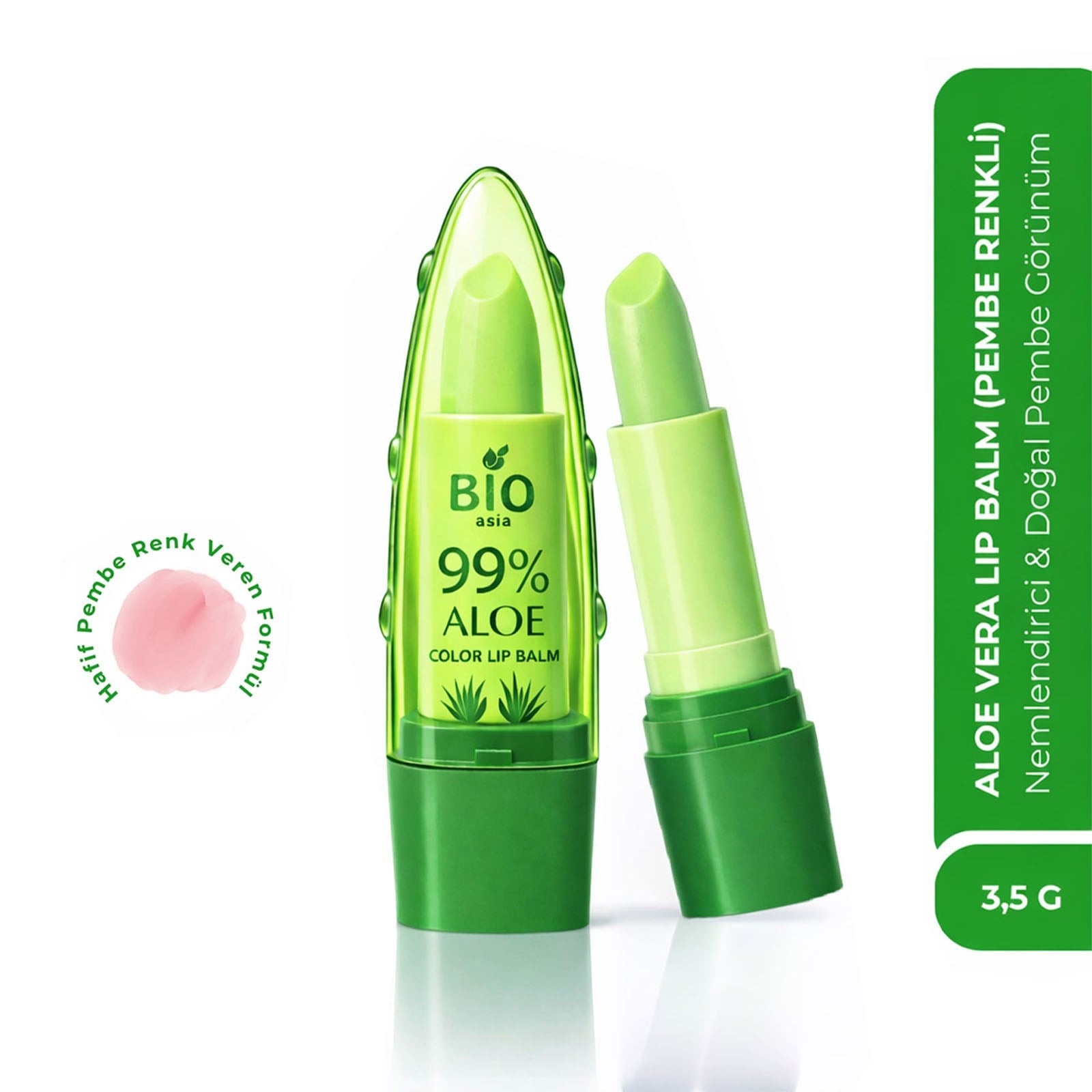 Bio AsiaBio Asia Aloe Vera Lip Stick – Nemlendirici & Doğal Parlaklık Veren Renkli Dudak Bakımı (Pembe)