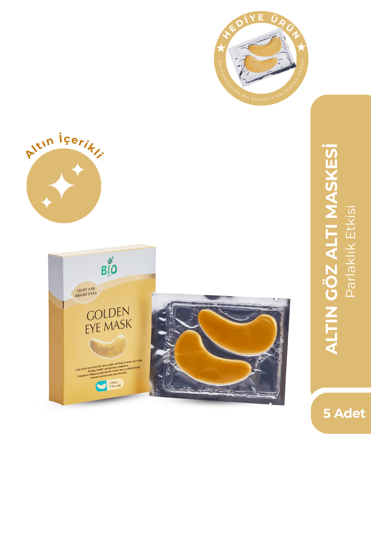 Bio AsiaBio Asia Altın Göz Maskesi – Morluk & Şişlik Azaltıcı Altın Kolajen Göz Altı Maskesi
