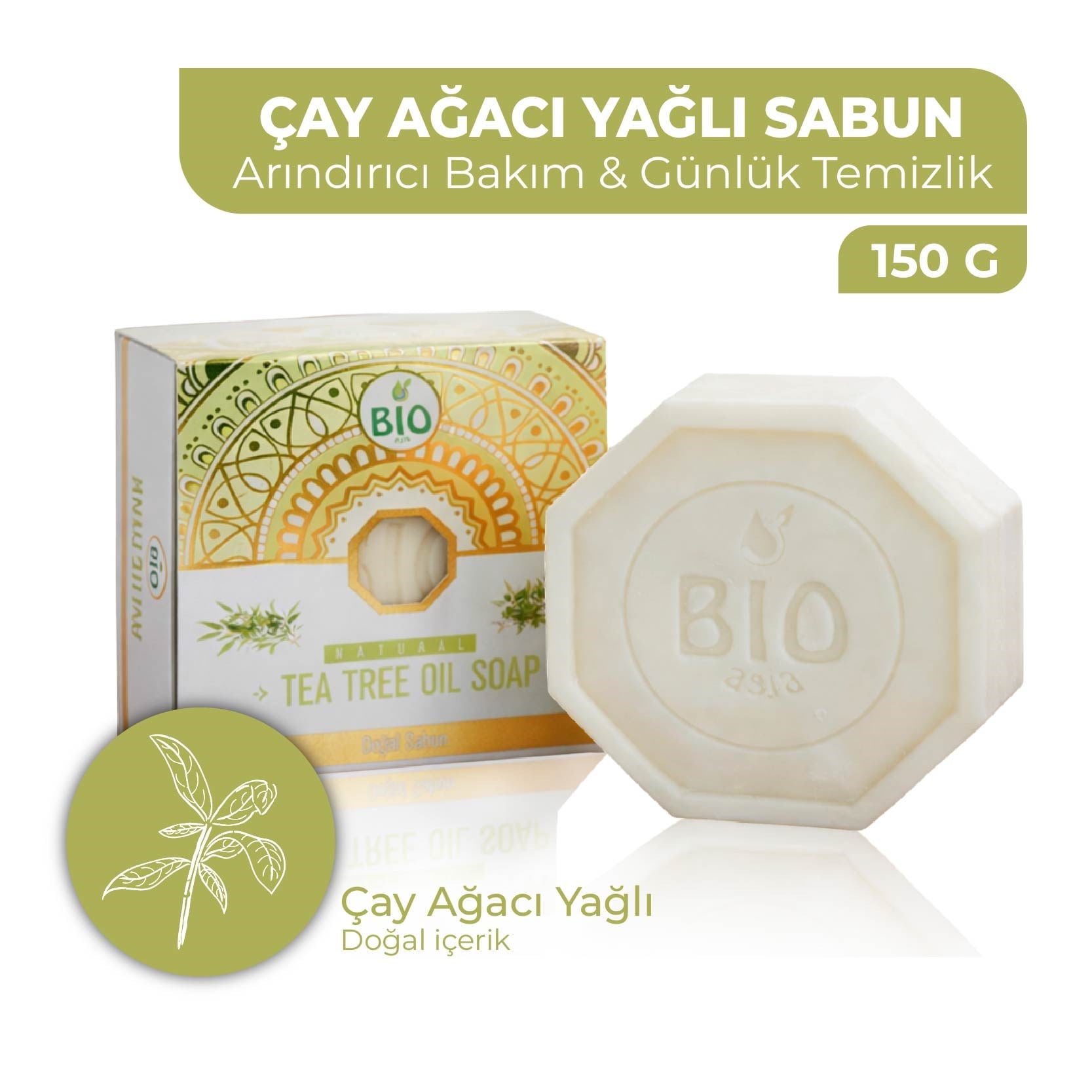 Bio AsiaBio Asia Çay Ağacı Sabunu – Akne Karşıtı, Gözenek Arındırıcı & Sebum Dengeleyici Sabun 150 gr