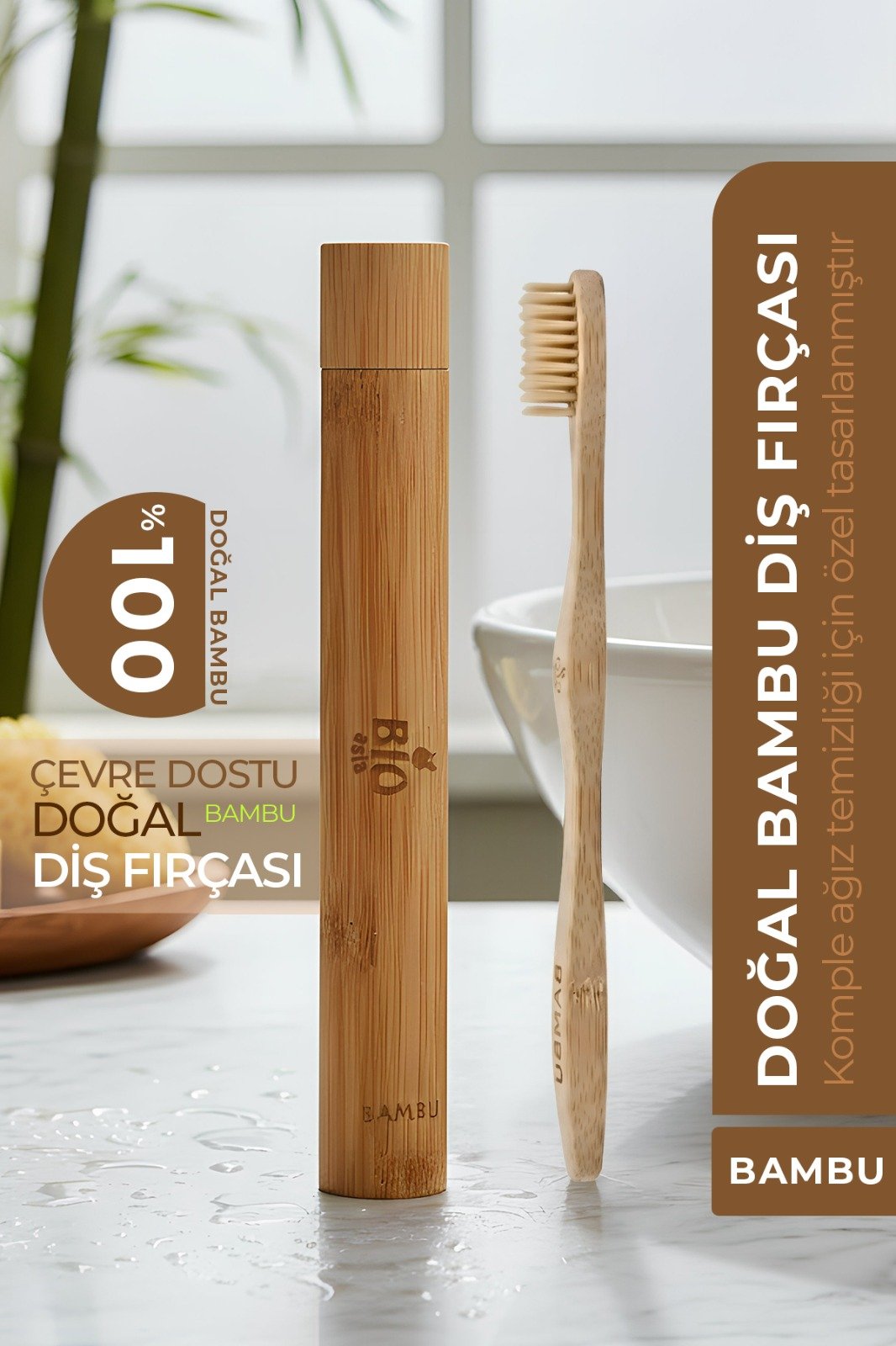 Bio AsiaBio Asia Doğal Bambu Diş Fırçası – Antibakteriyel, Ekolojik & Ahşap Kutulu Premium Model