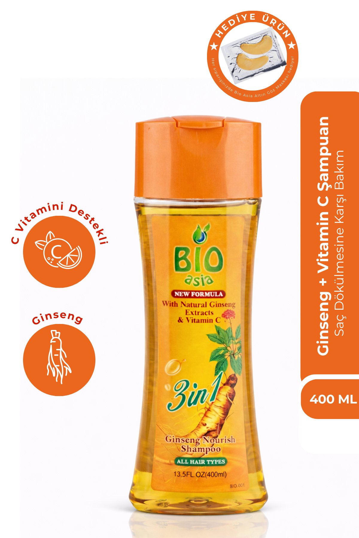 Bio AsiaBio Asia Ginseng Şampuan – Saç Dökülmesine Karşı Güçlendirici & Canlandırıcı Formül 400 ml