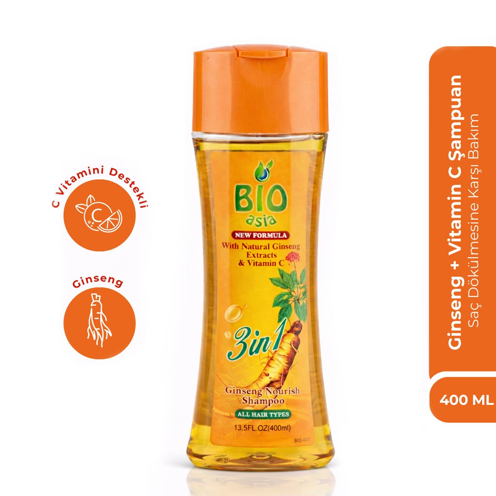 Bio AsiaBio Asia Ginseng Şampuan – Saç Dökülmesine Karşı Güçlendirici & Canlandırıcı Formül 400 ml