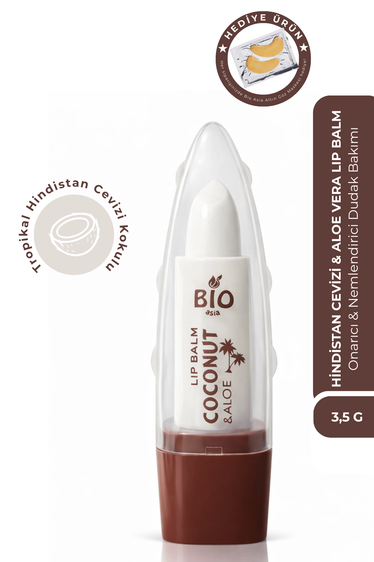 Bio AsiaBio Asia Hindistan Cevizi & Aloe Vera Lip Balm – Tropikal Koku, Onarıcı Nemlendirme