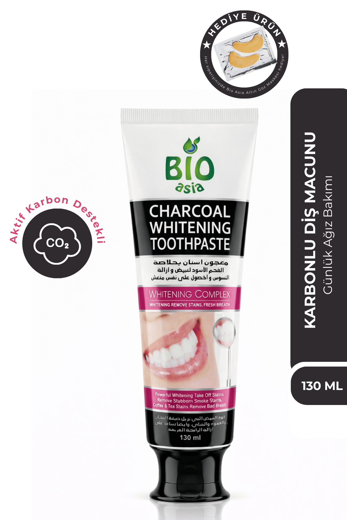 Bio AsiaBio Asia Karbon Diş Macunu – Beyazlatıcı Etki, Doğal Aktif Karbon Temizliği 130 ml