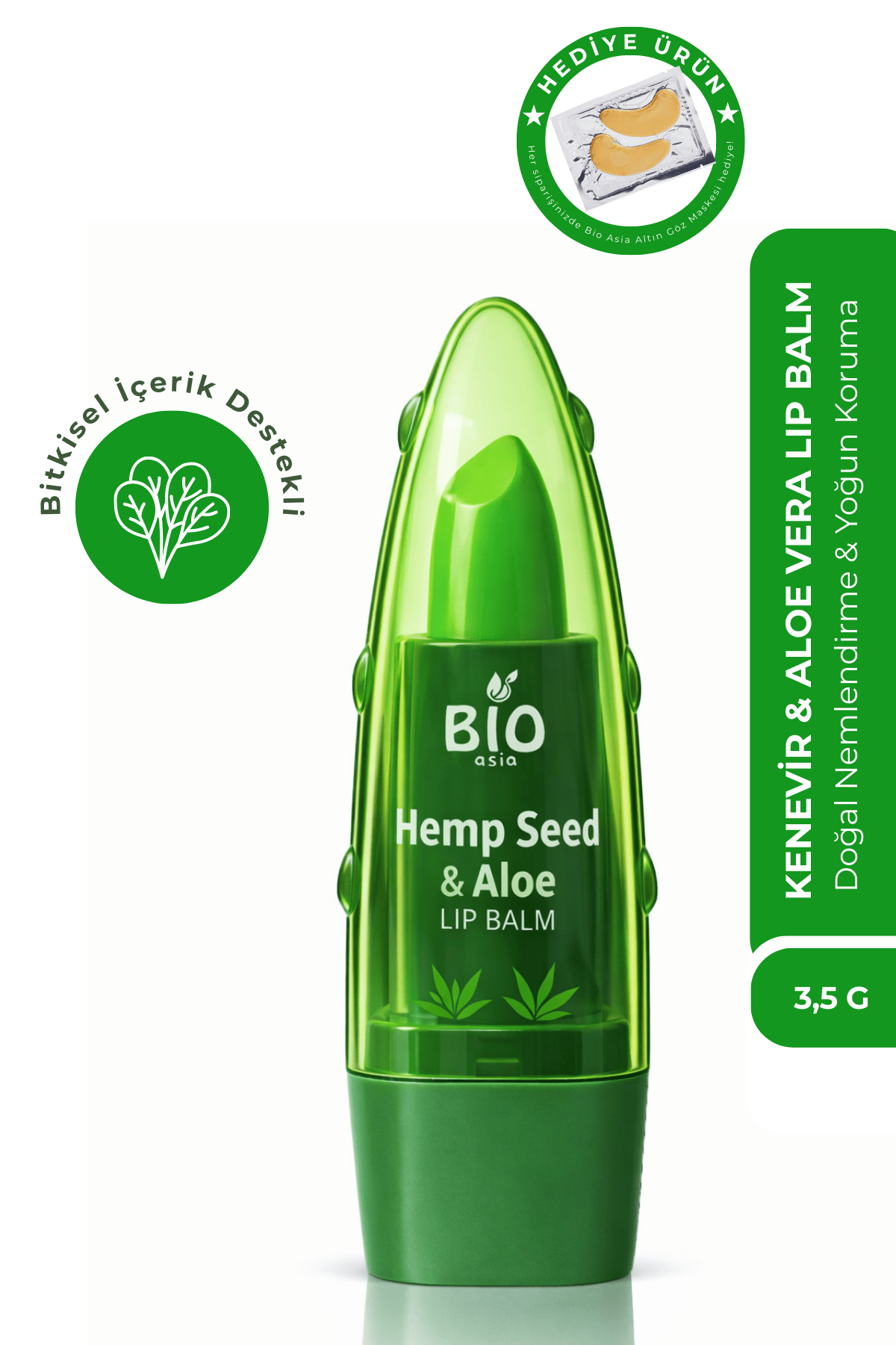 Bio AsiaBio Asia Kenevir & Aloe Vera Lip Balm – Doğal Nemlendirme ve Yoğun Koruma