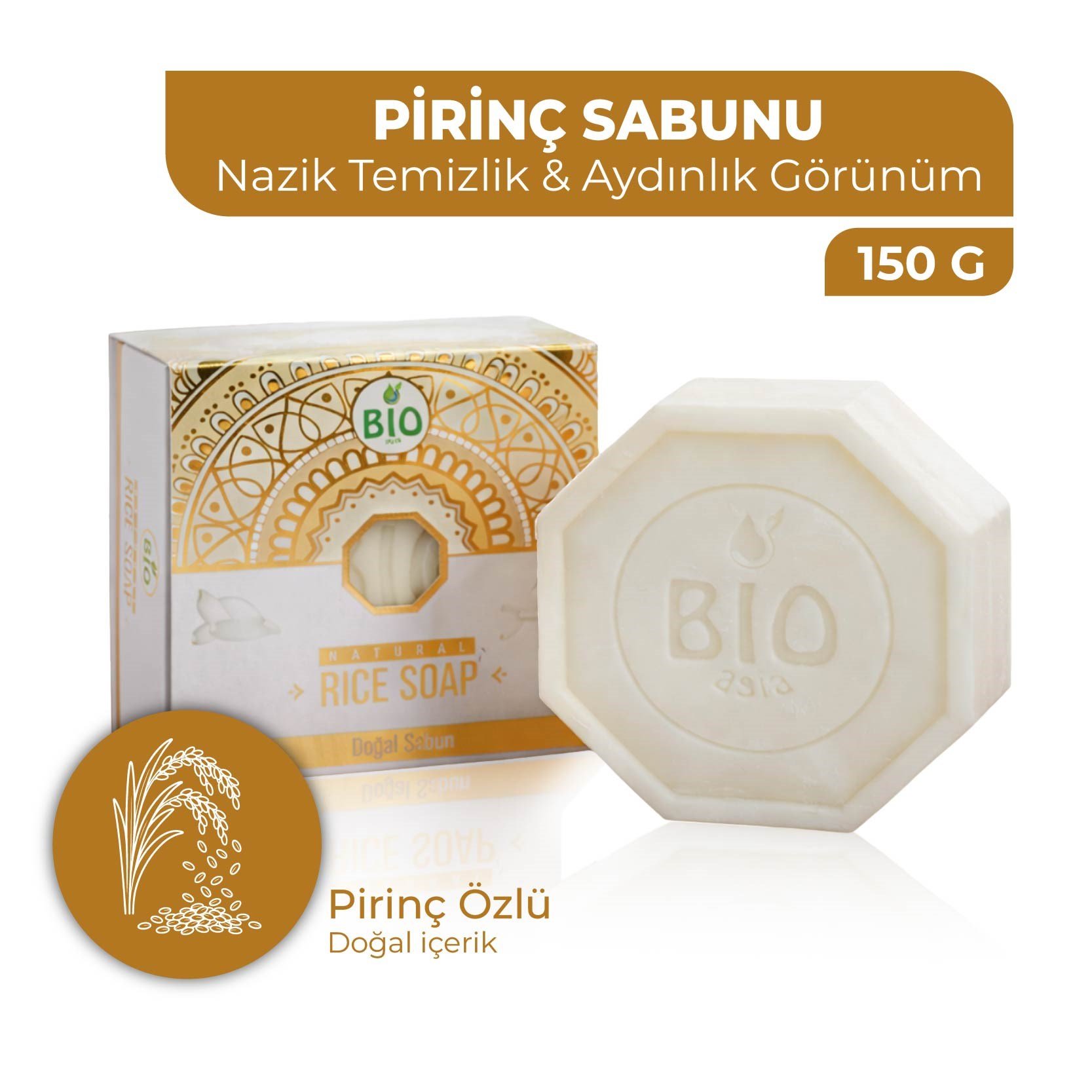 Bio AsiaBio Asia Pirinç Sabunu – Cilt Aydınlatıcı, Leke Görünümünü Azaltmaya Yardımcı Doğal Sabun 150 gr