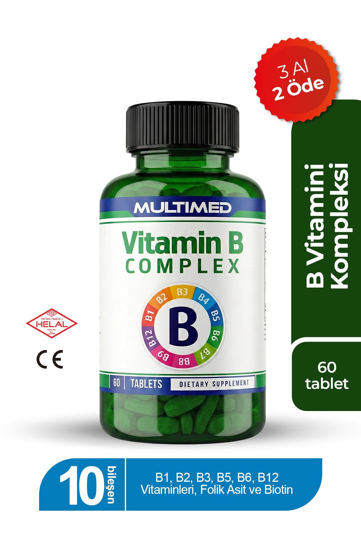 MultimedMultimed B Vitamini Kompleksi – Enerji Artırıcı & Sinir Sistemi Destek – 60 Tablet