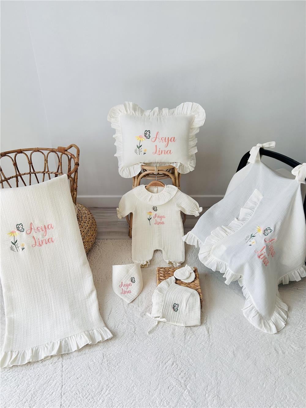 Kız Bebek Hastane Çıkışı Bej  DOUBLE SET 