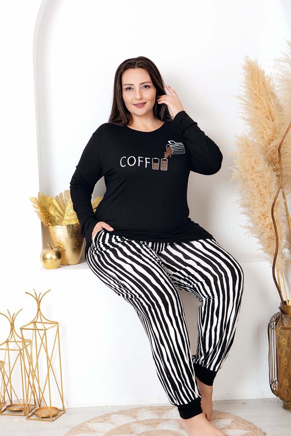 Manşet Paçalı Büyük Beden Pijama Takımı