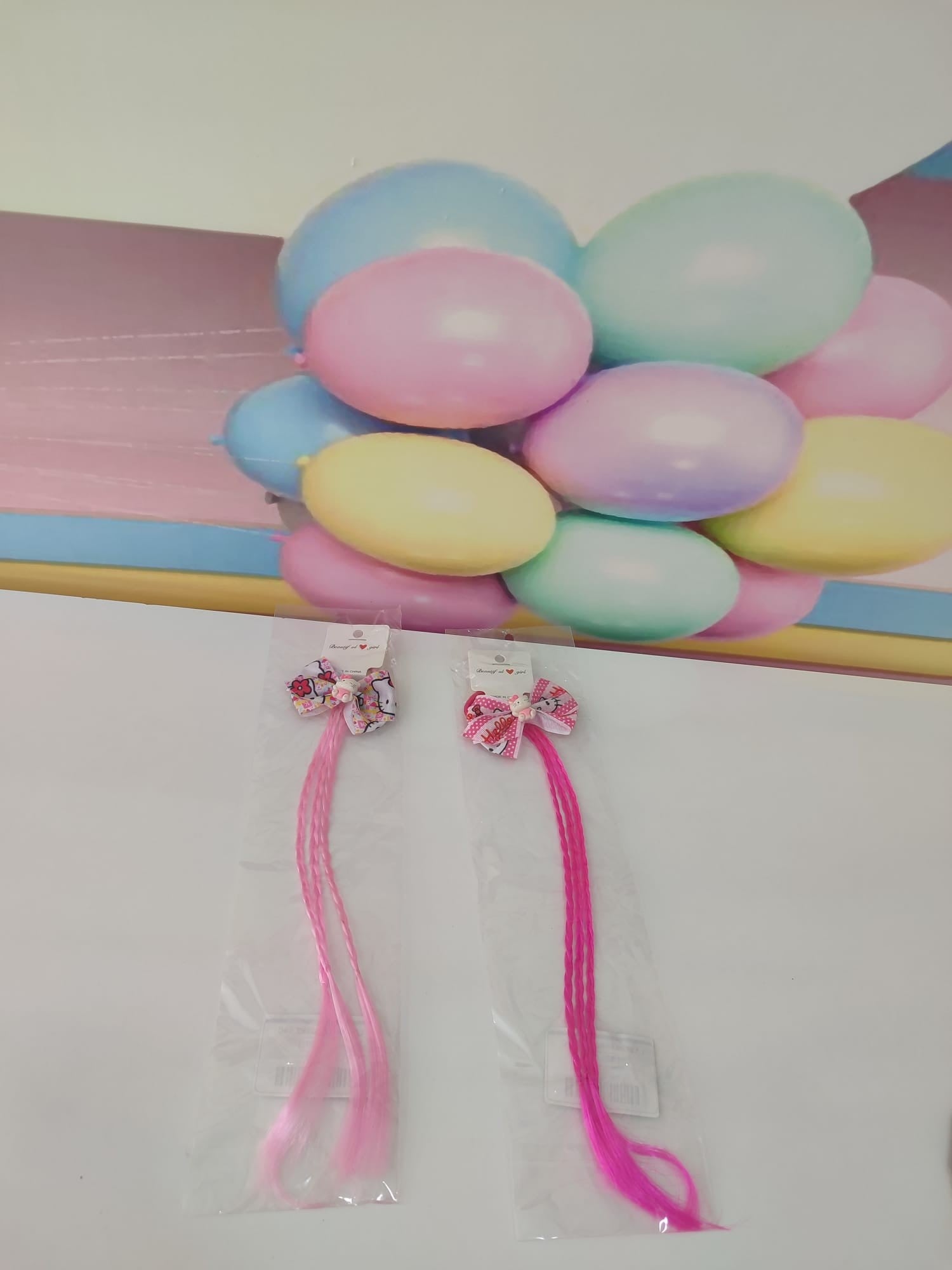 Minnie-Hello Kitty Baskılı Lastikli Protez Saç