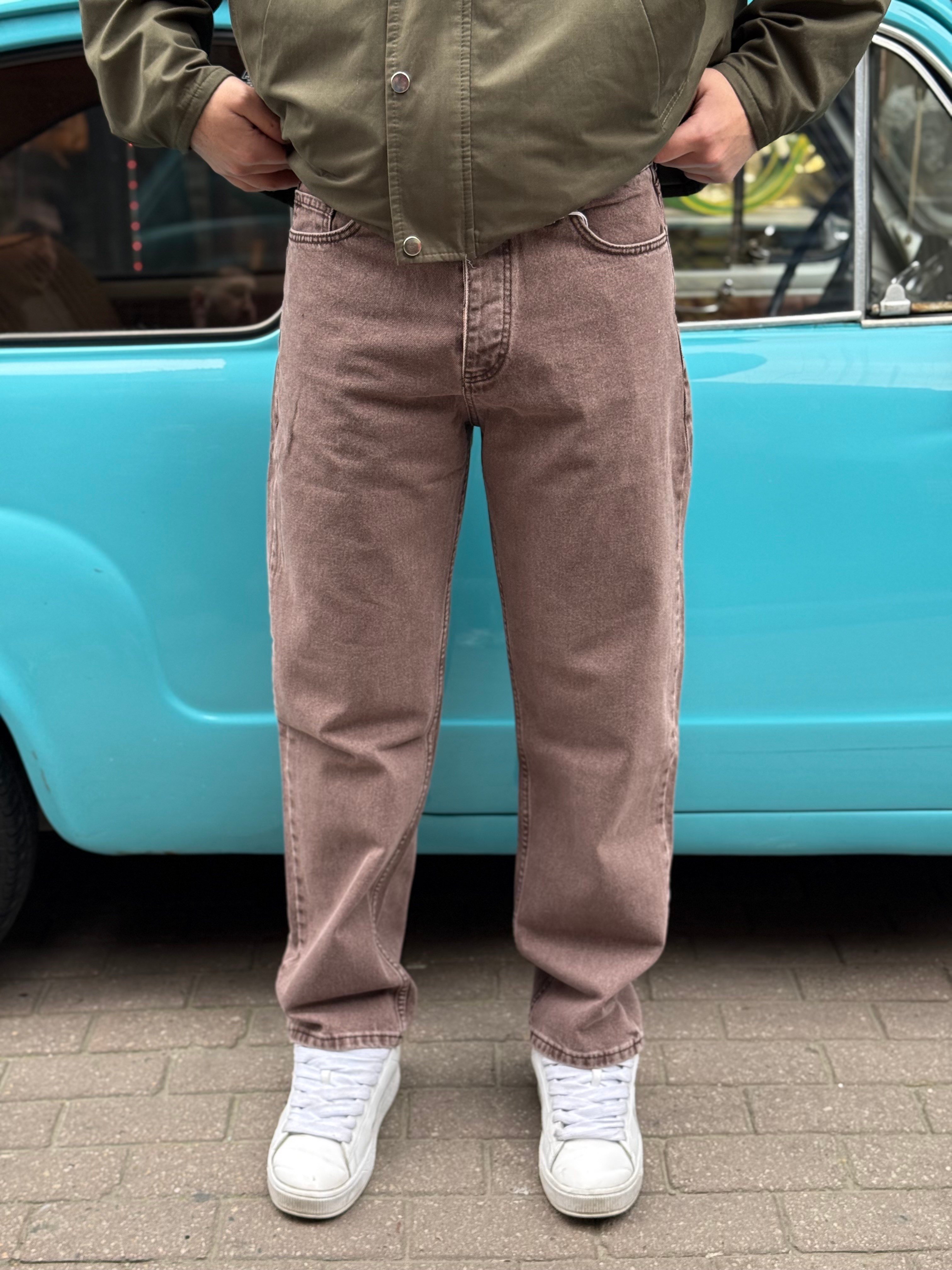 Kahverengi Straight Fit Denim Pantolon