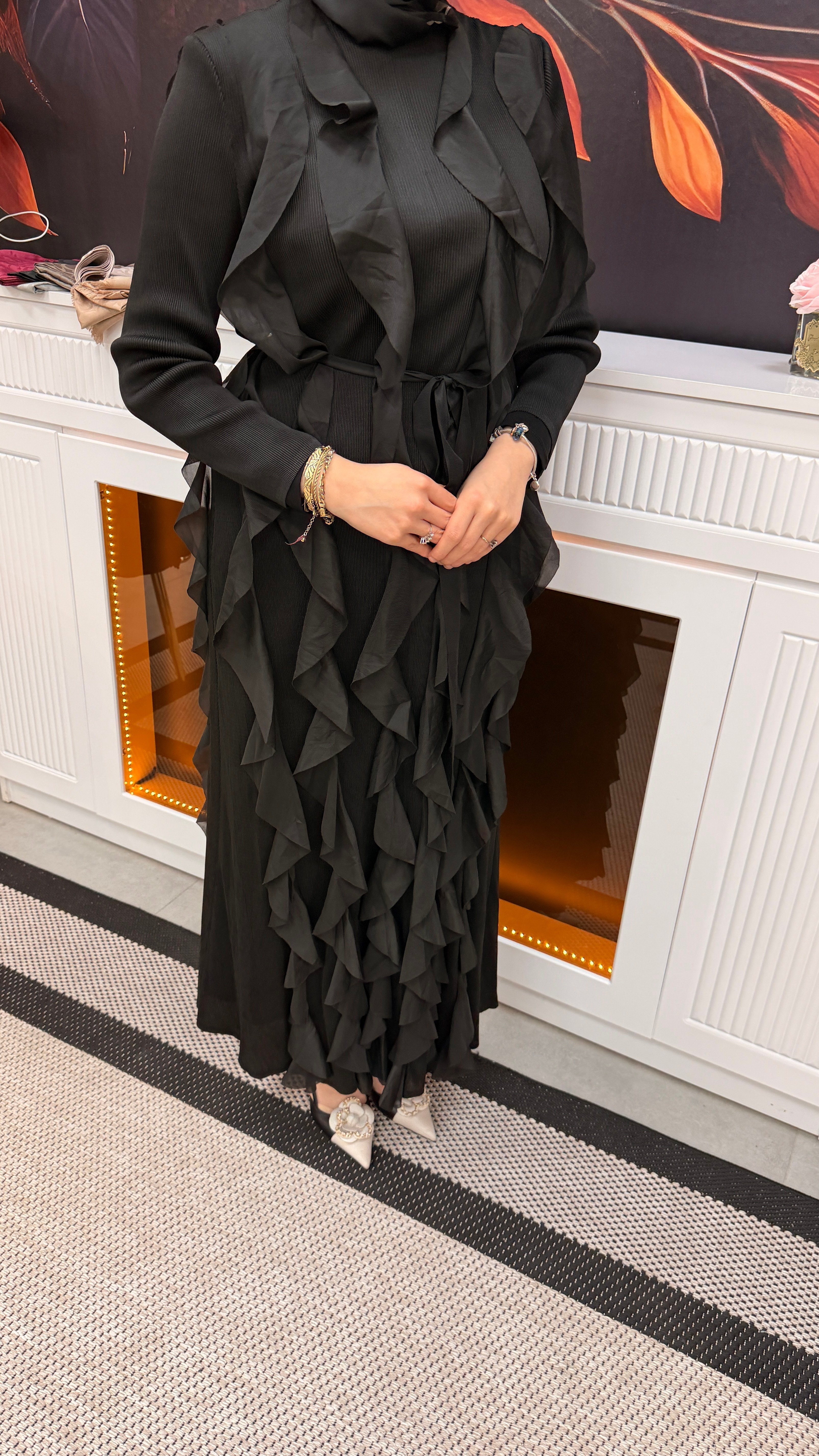 Boydan Fırfırlı İthal Elbise