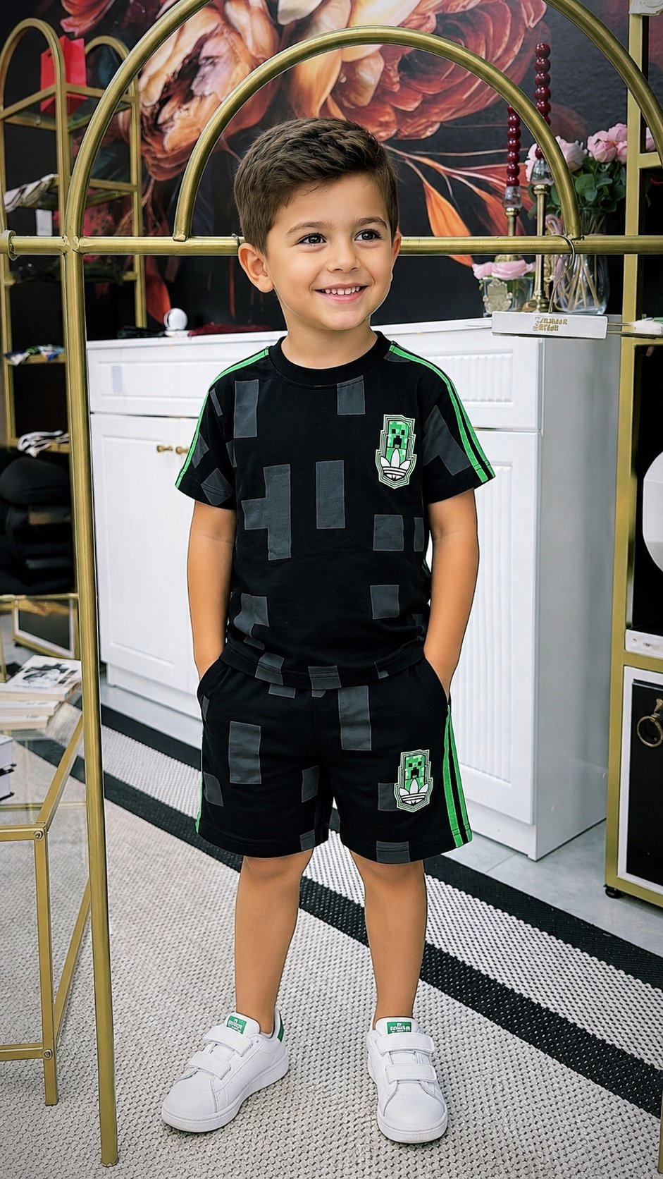 Siyah Yeşil Detaylı Minecraft Takım