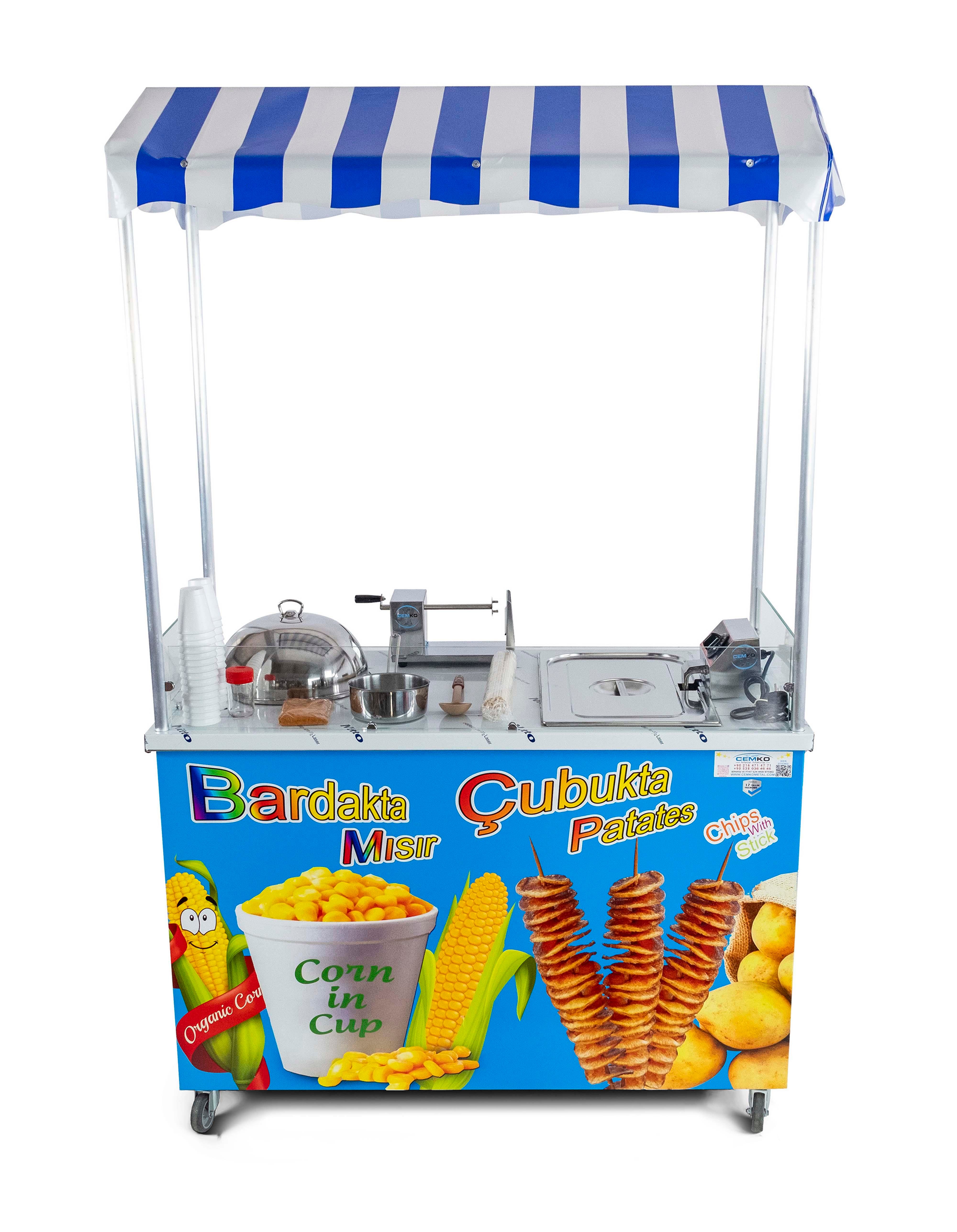 Elektrikli Bardakta Mısır Çubukta Patates Arabası Elektrikli 60x120 
