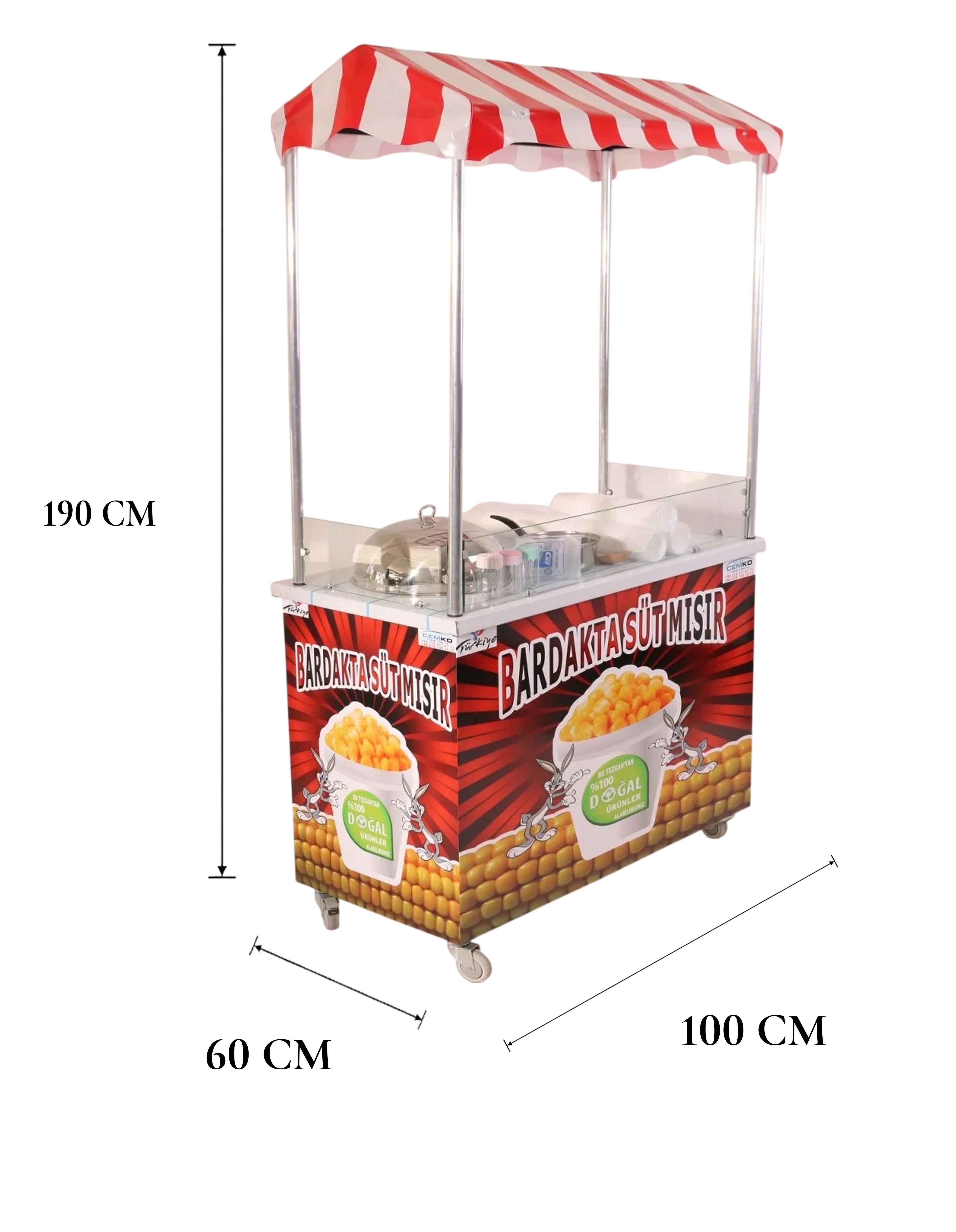 Elektrikli Bardakta Mısır Tezgahı  60x100 cm (Model İstanbul)