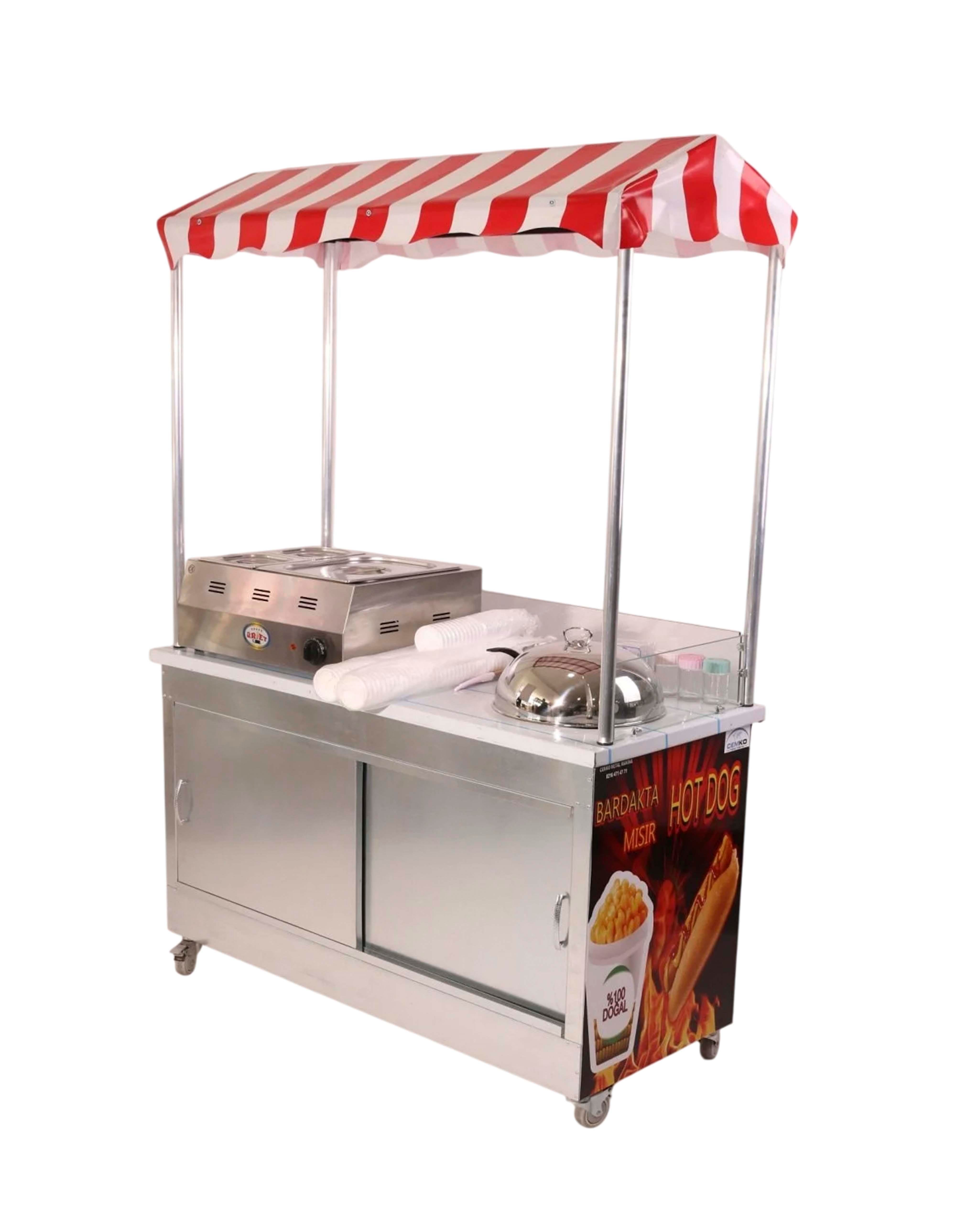 Elektrikli Hotdog Sosisli ve Bardakta Mısır Arabası 60x120