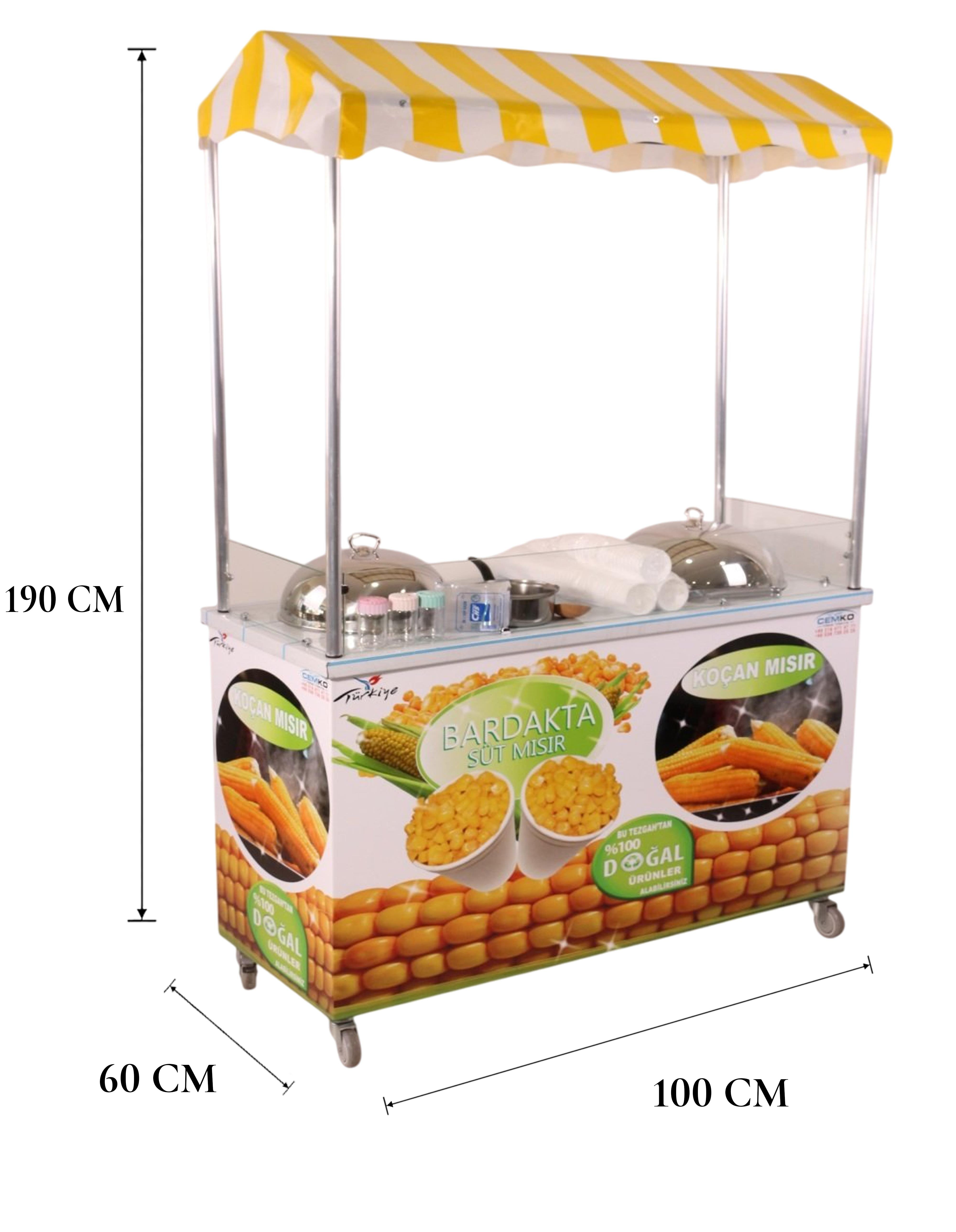 Elektrikli Koçan Mısır ve Bardakta Mısır Arabası 60x120 (Model Hakkari)