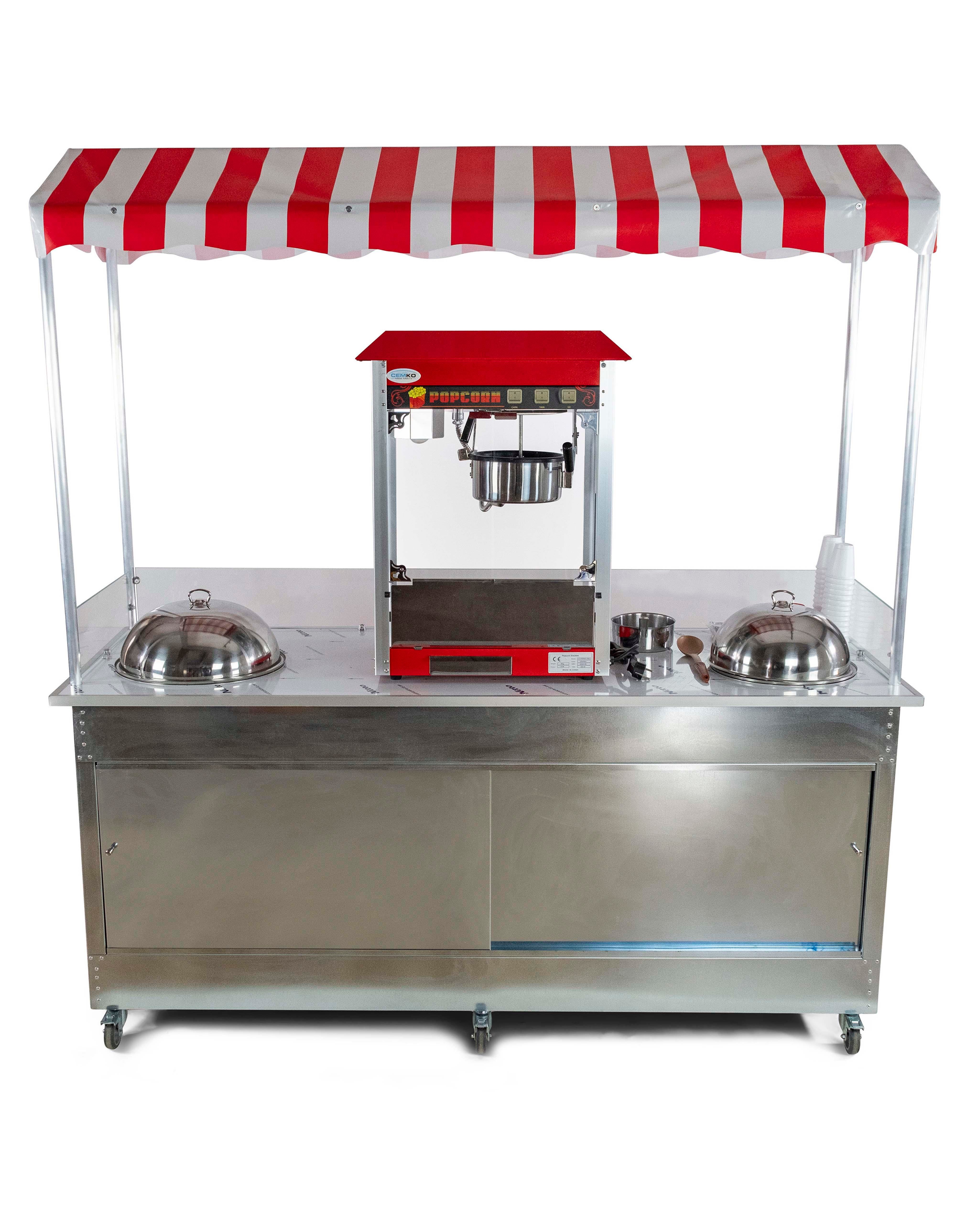 Elektrikli Popcorn Mısır Patlatma, Koçan Mısır ve Bardakta Mısır Tezgahı 65x180