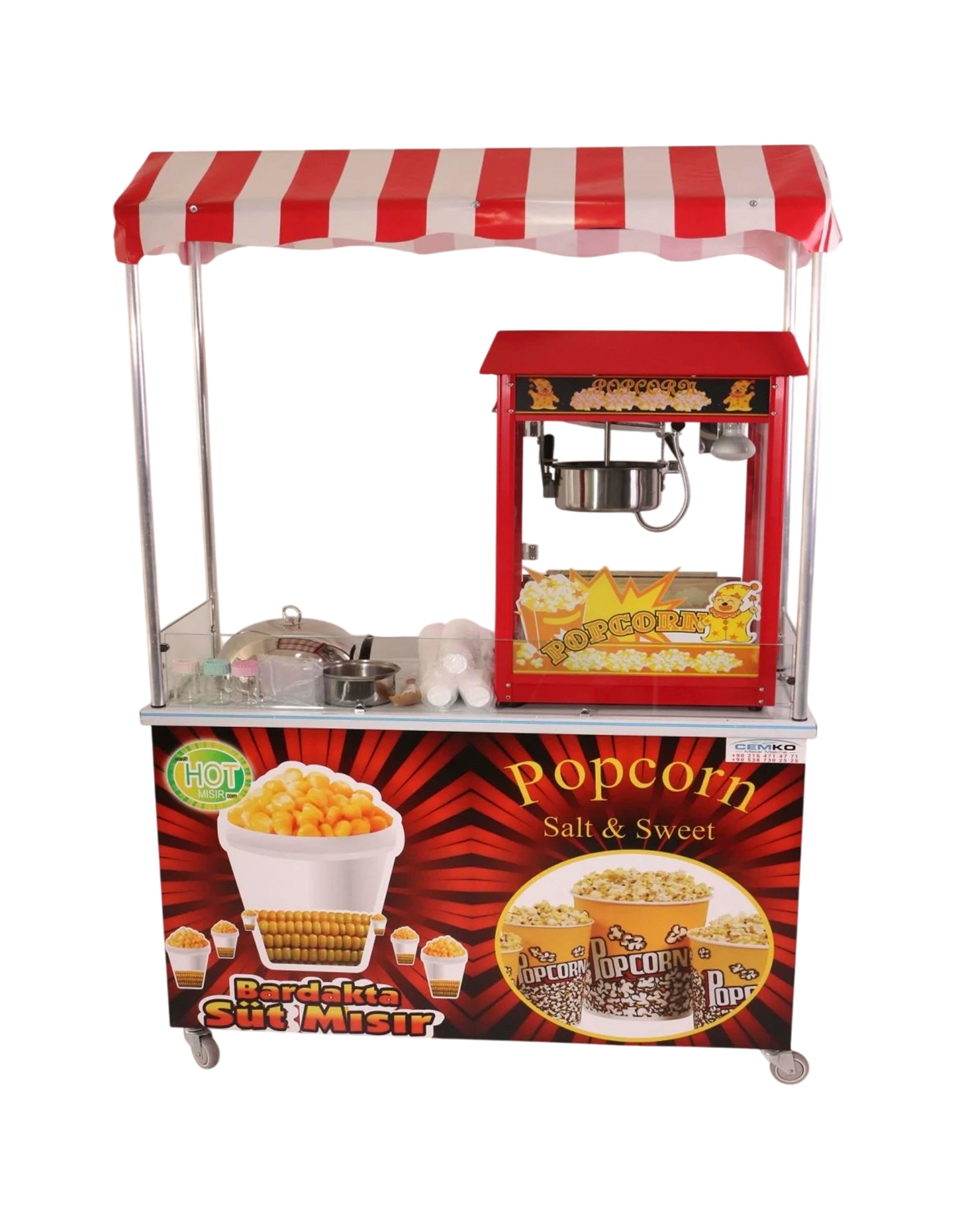 Elektrikli Popcorn ve Bardakta Mısır Tezgahı 60x120