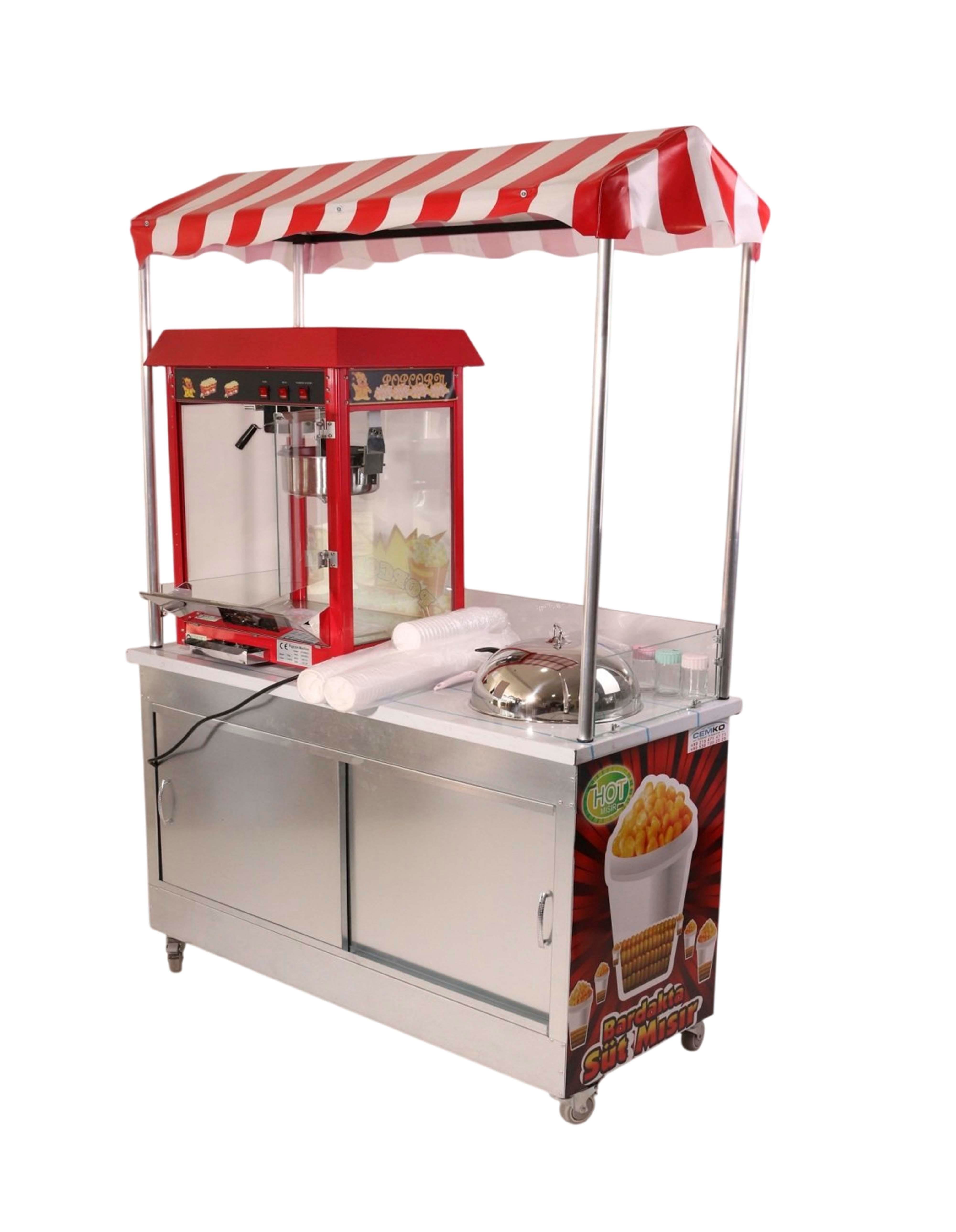 Elektrikli Popcorn ve Bardakta Mısır Tezgahı 60x120