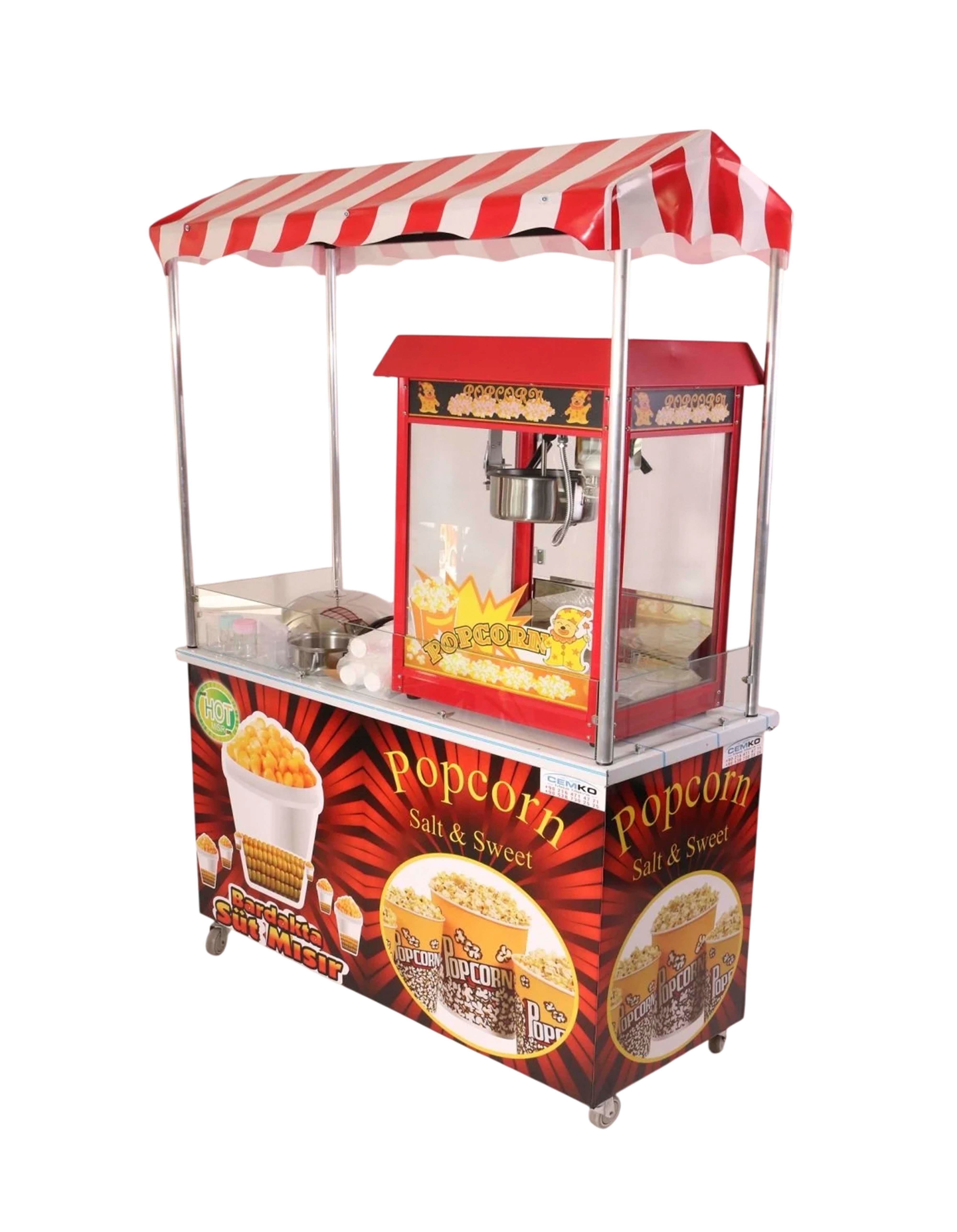 Elektrikli Popcorn ve Bardakta Mısır Tezgahı 60x120